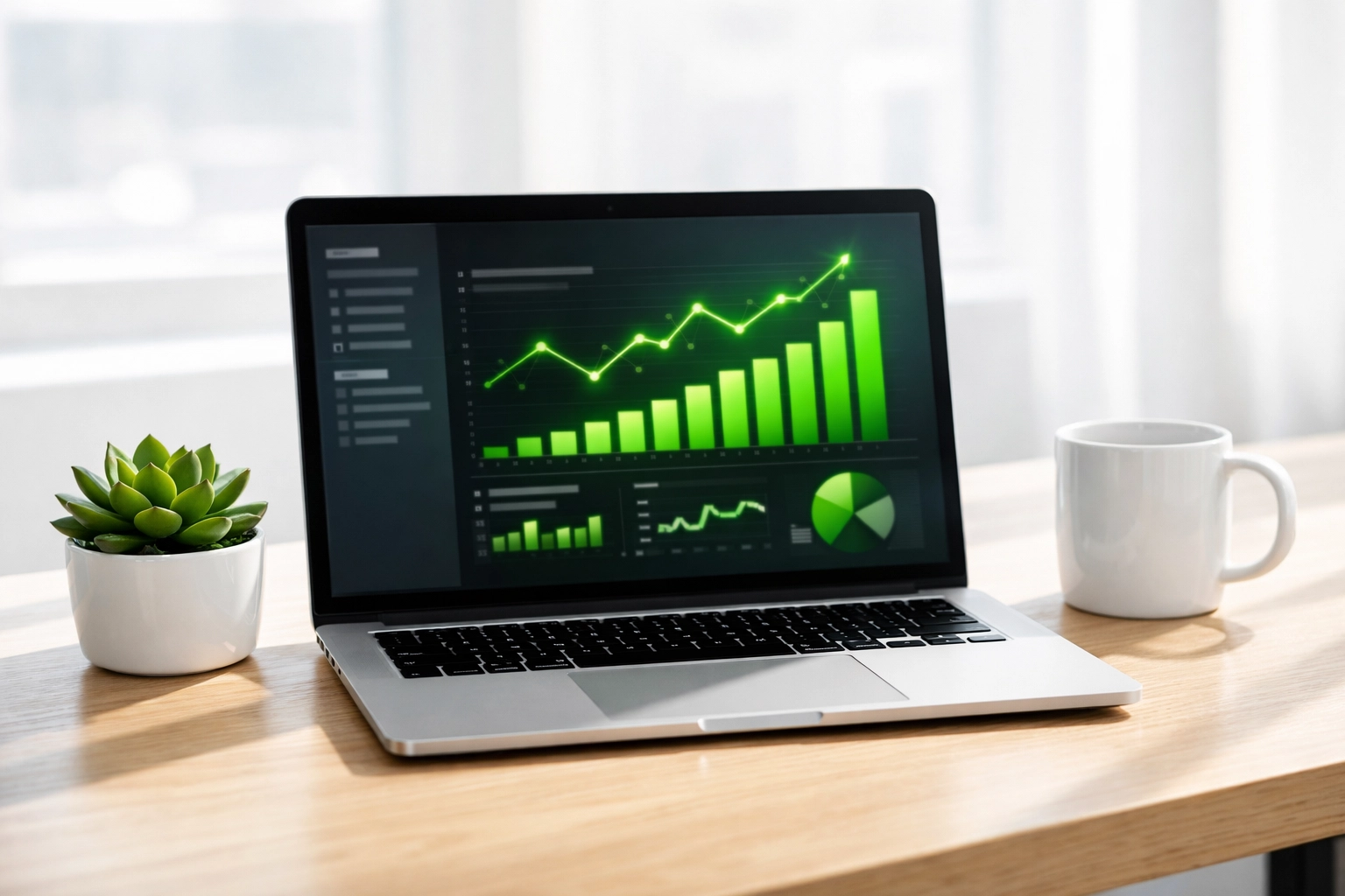 Laptop displaying website analytics for a web development company providing website maintenance services.