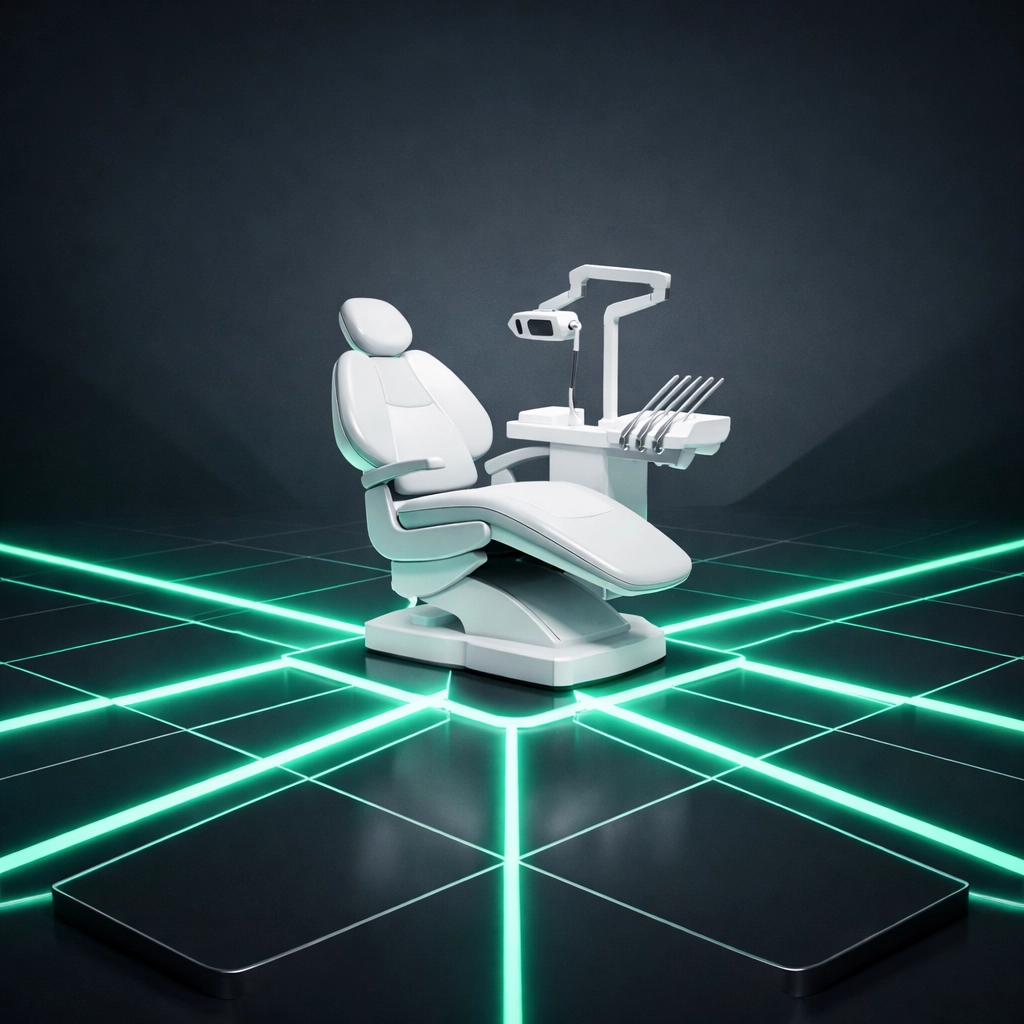 Digital dental chair representing a premium SEO directory listing for San Diego dentists.