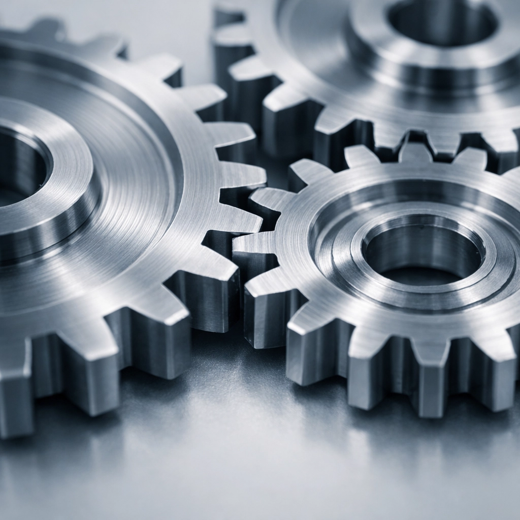 Interlocking steel gears representing a scalable Alabama business with efficient systems and processes.