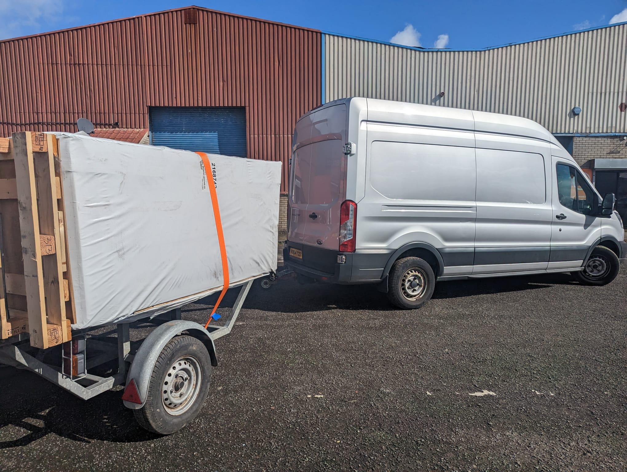 Spa delivery Artesian hot tub trailer Fiesta van