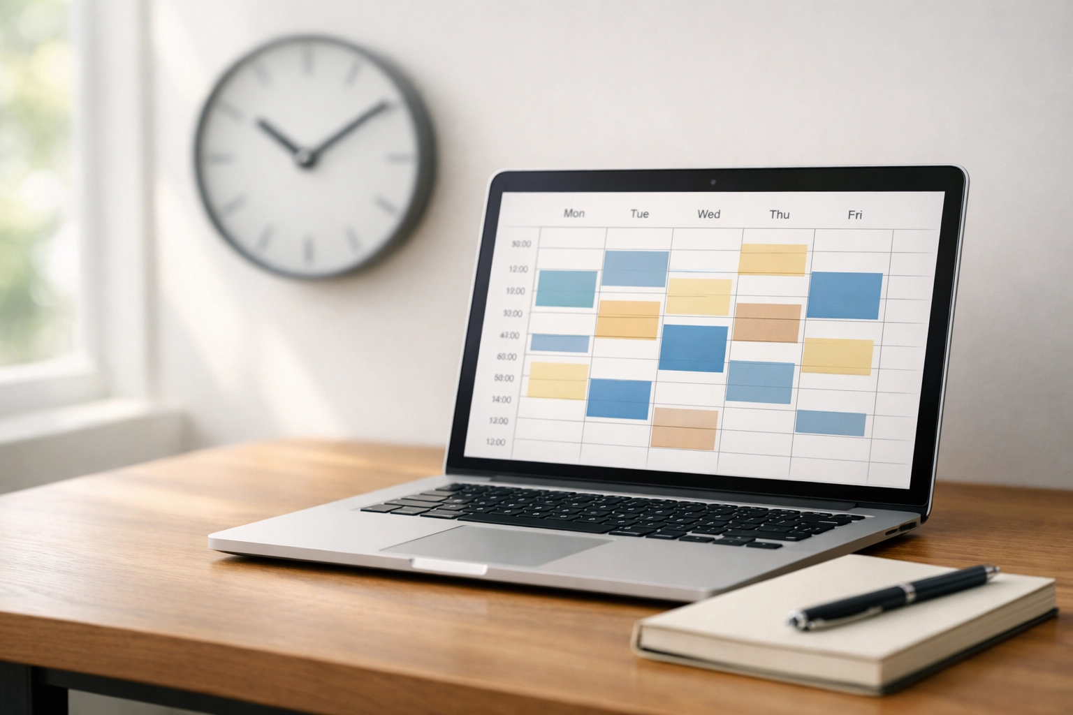 Planning schedule for tax preparation course with laptop and calendar