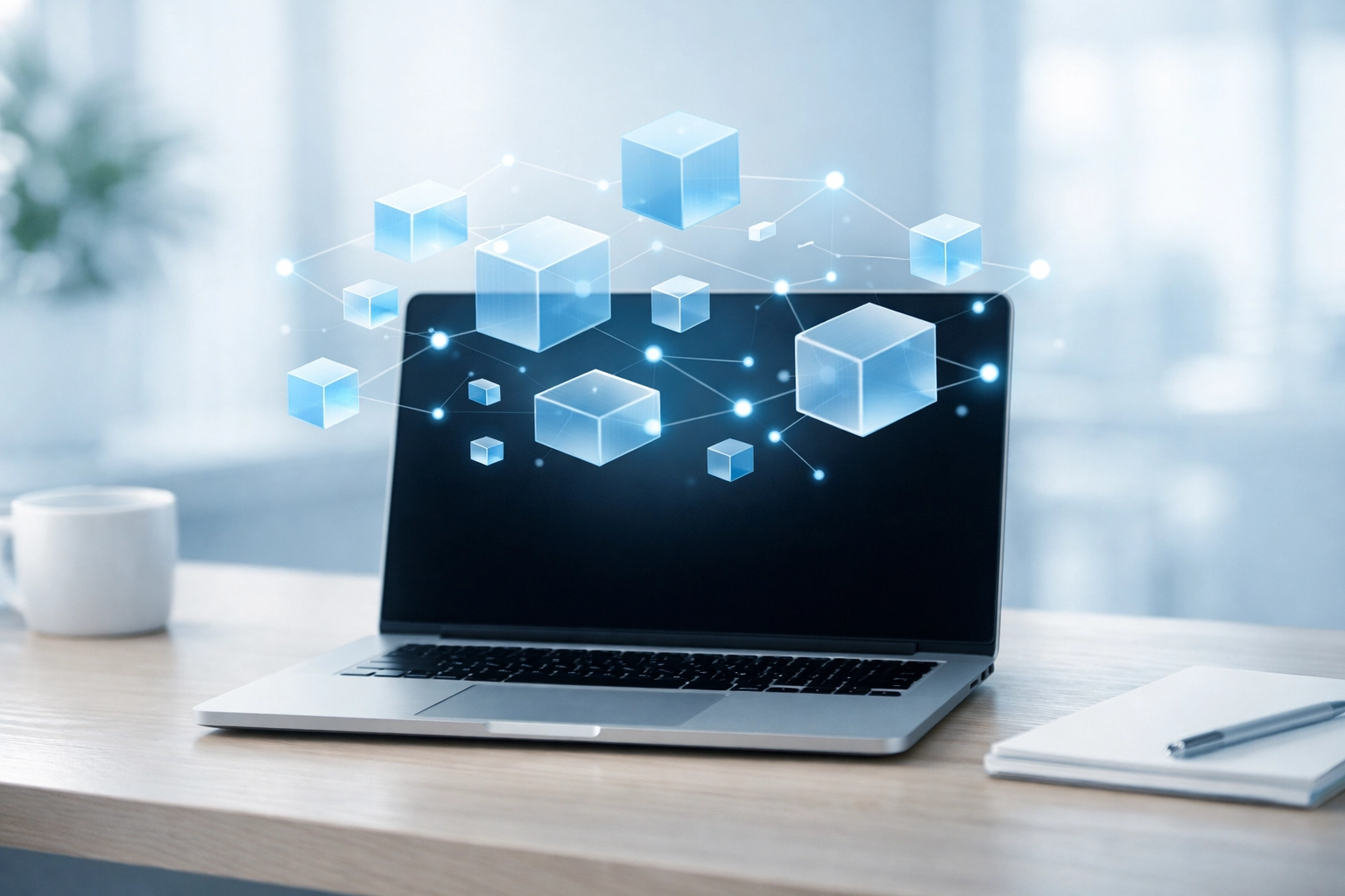 Professional QuickBooks training and setup on a laptop to organize small business digital data.