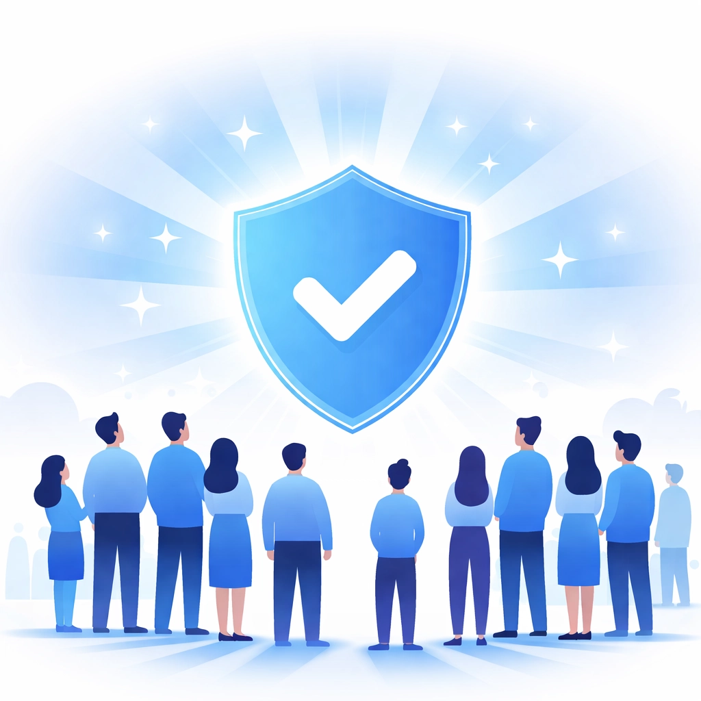 Shield symbol illustrating trust and authority earned through strong organic search rankings