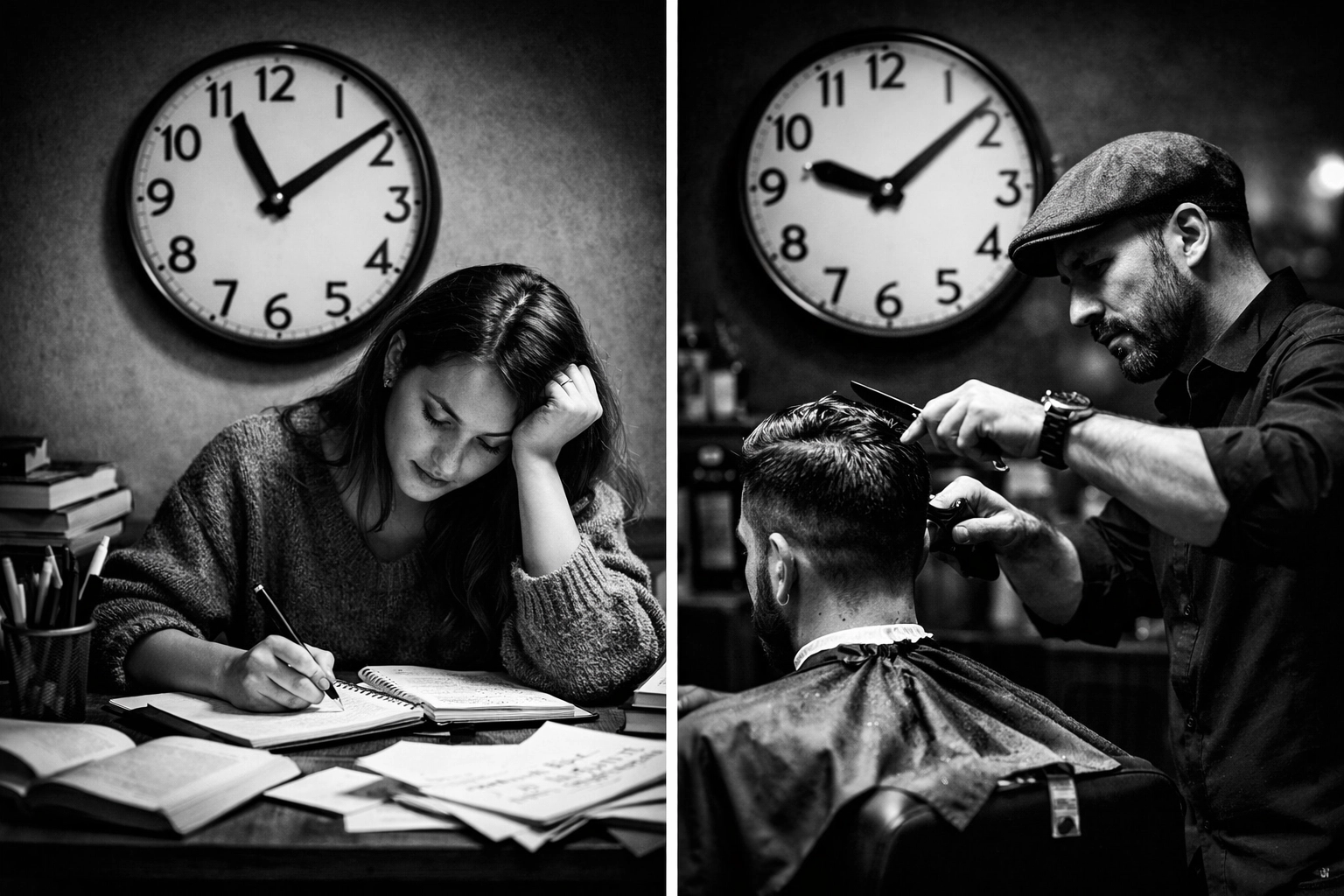 Service time comparison between barber school students and professional master barbers