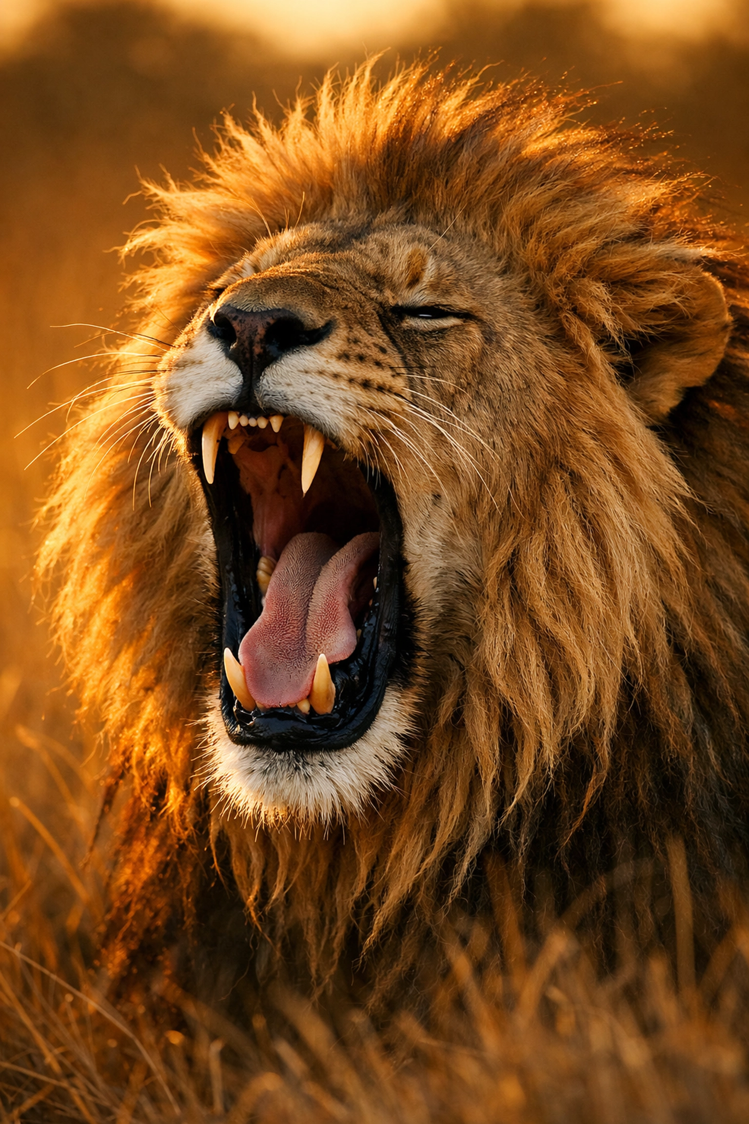 Detailed close-up of a yawning male African lion, showcasing professional wildlife photography for daily news.