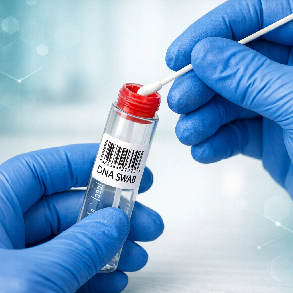Healthcare professional collecting a buccal swab for accurate legal DNA testing in Chicago.