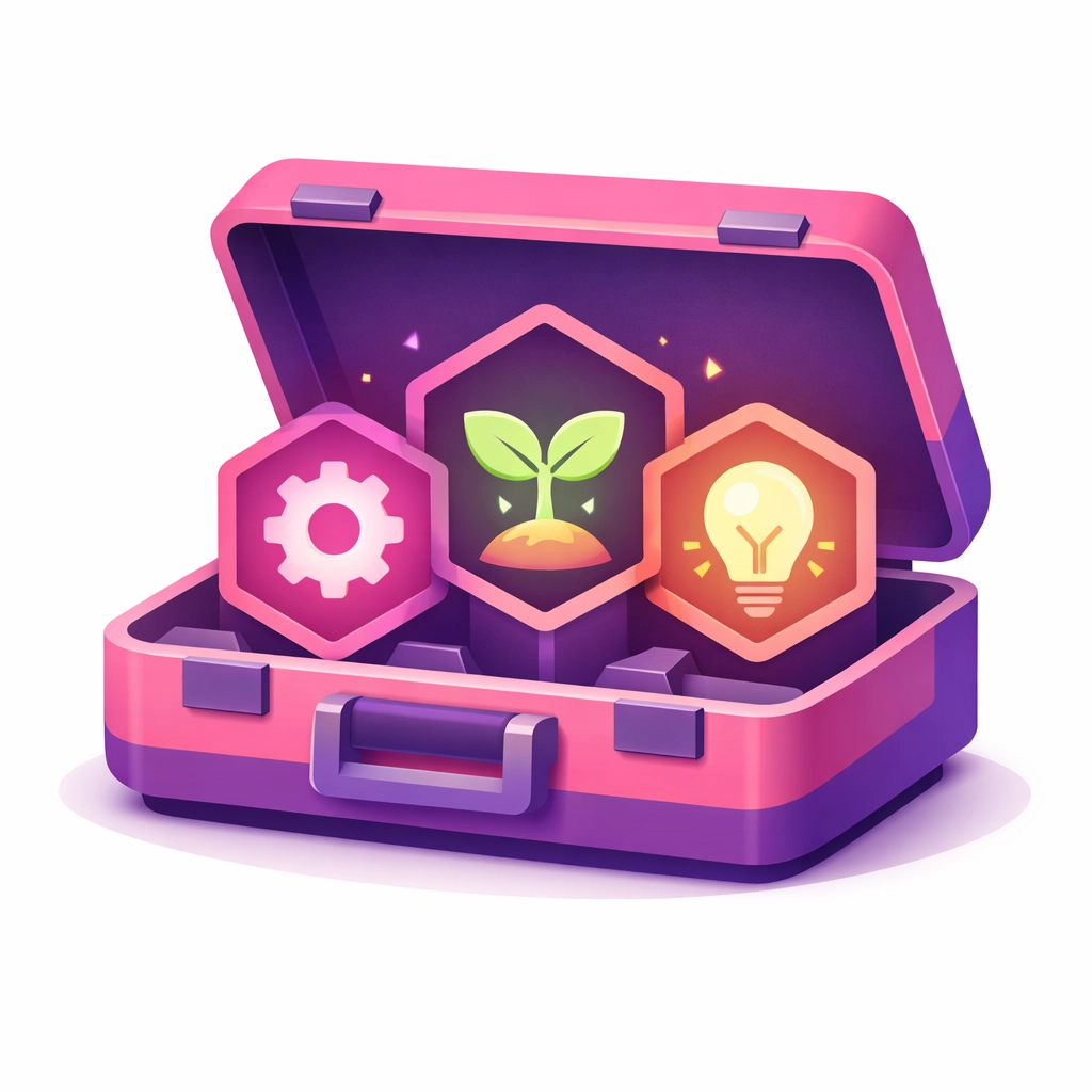 A business toolkit with growth icons, showing customized capital solutions tailored for small business owners.