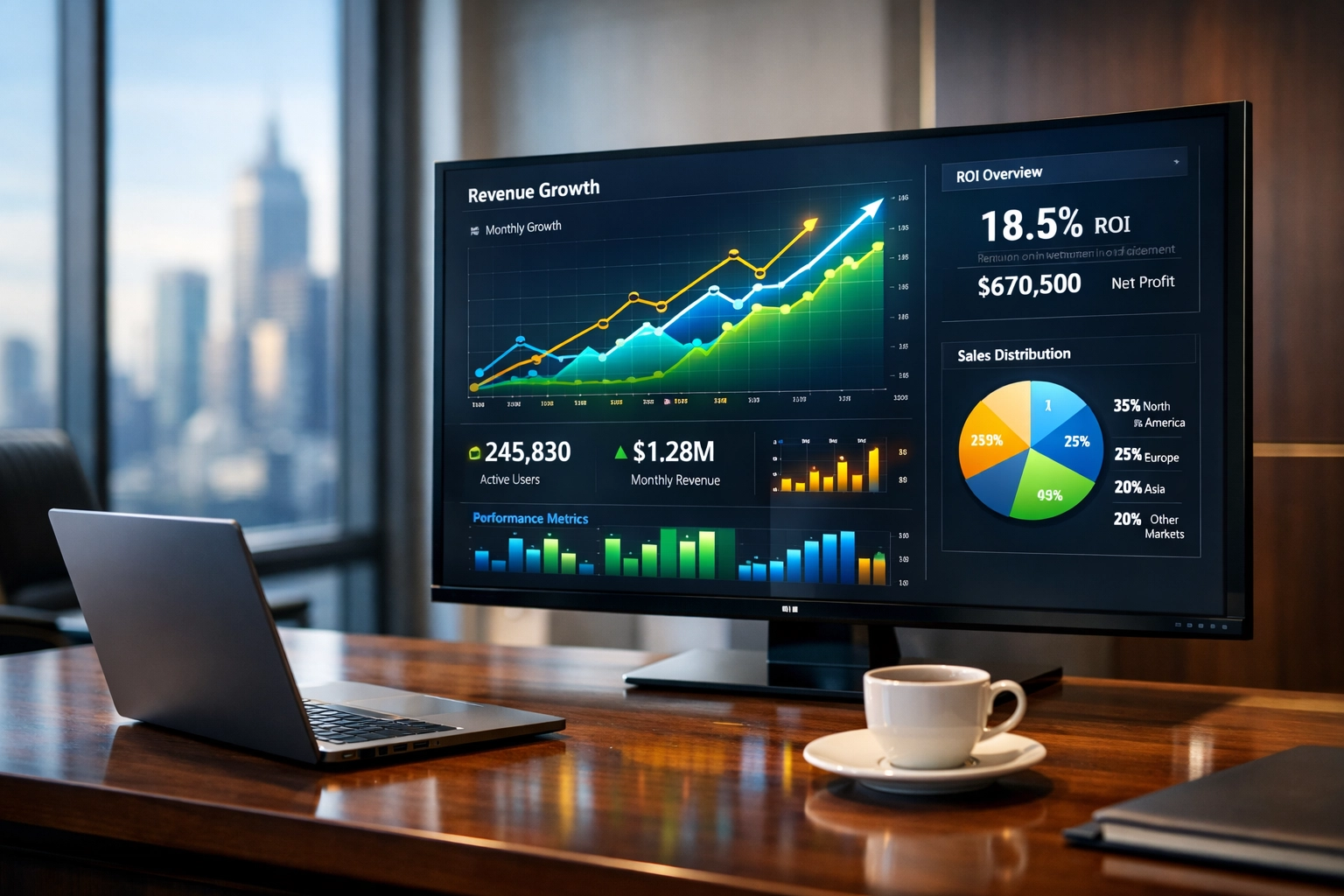 Corporate analytics dashboard displaying Super Bowl ROI metrics and conversion data