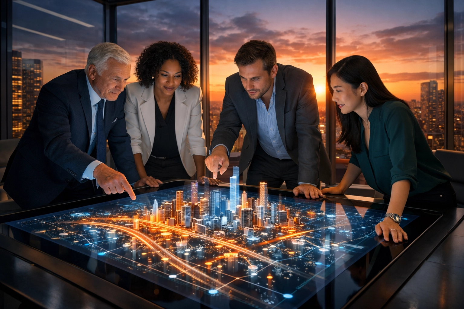 Strategic team planning business growth with scalable web hosting and IT infrastructure.