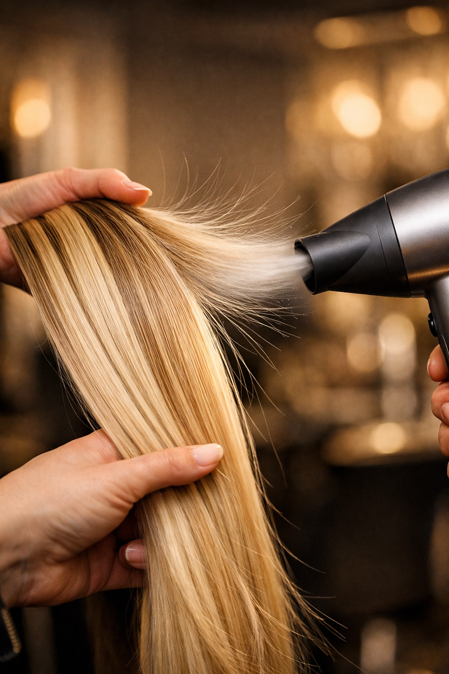 Airtouch Wien: Professionelle Anwendung der schonenden Färbetechnik für nahtlose blonde Farbübergänge.