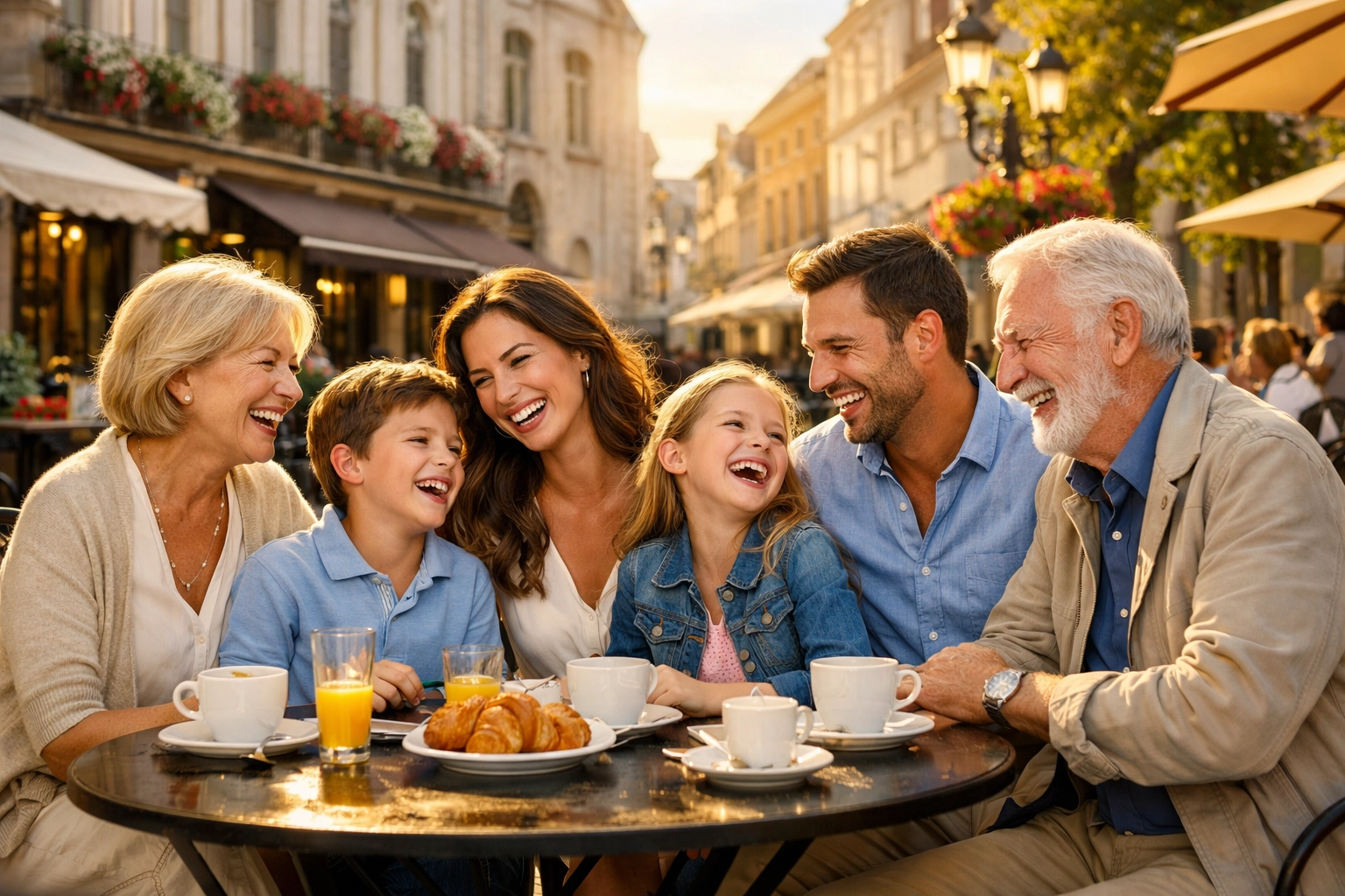 A joyful family enjoying a European vacation planned by a professional travel advisor.