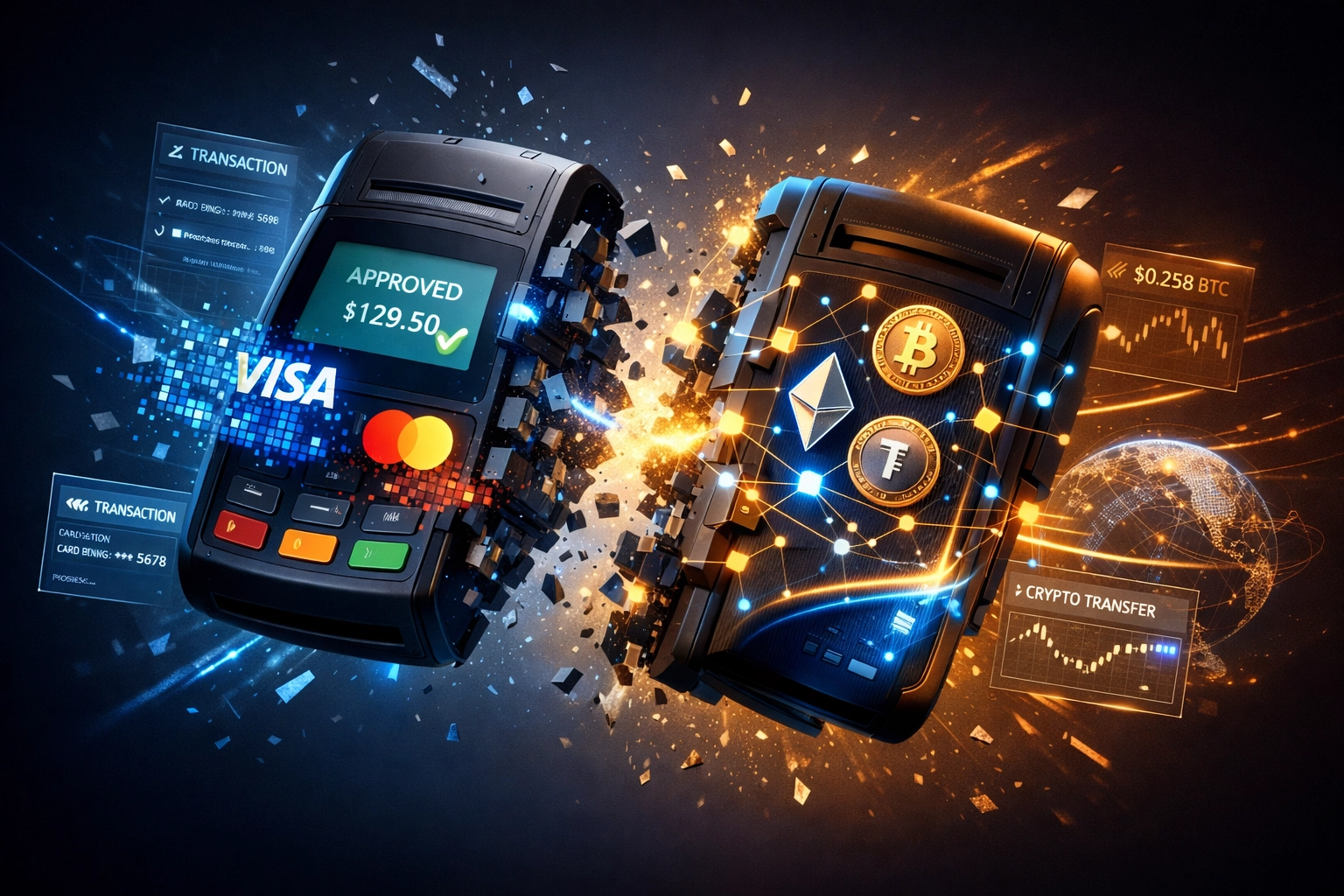 Traditional payment terminal transforming into Web3 blockchain payment system