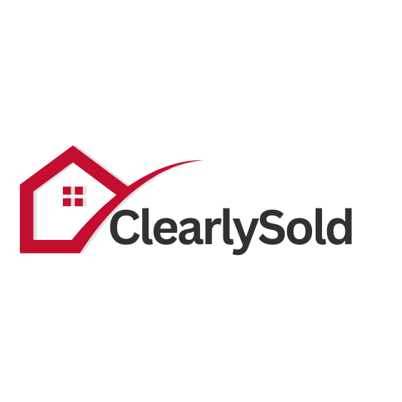 Clearly Sold logo featuring a red outlined house with a window, accompanied by a curved swoosh leading to the business name 'ClearlySold' in bold, dark lettering Clearly Sold logo featuring a red outlined house with a window, accompanied by a curved swoosh leading to the business name 'ClearlySold' in bold, dark lettering