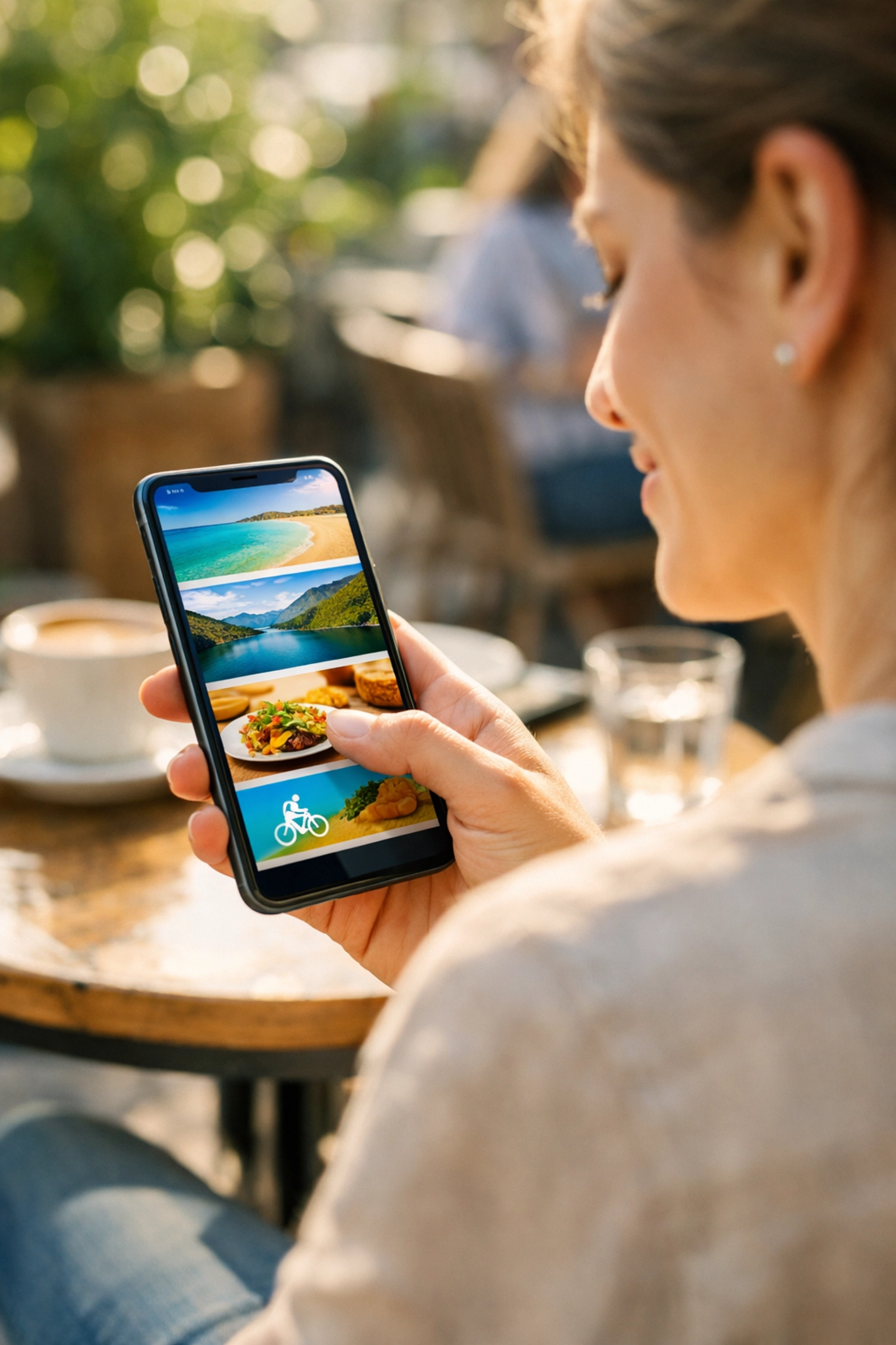 Person browsing a mobile-responsive website with a clean interface and accessible buttons on their smartphone.