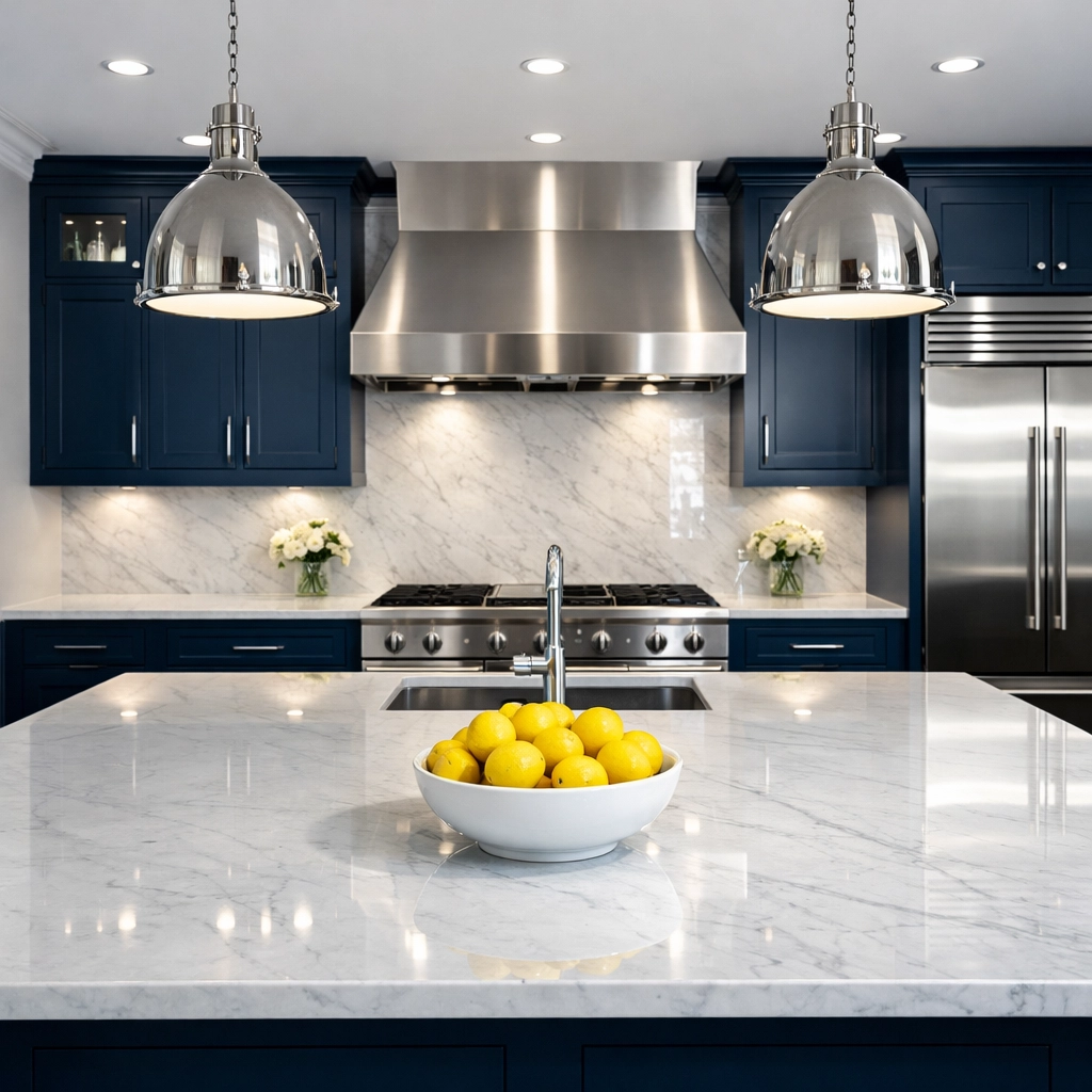 Spotless modern kitchen with streak-free surfaces, reflecting the value of professional cleaning services.