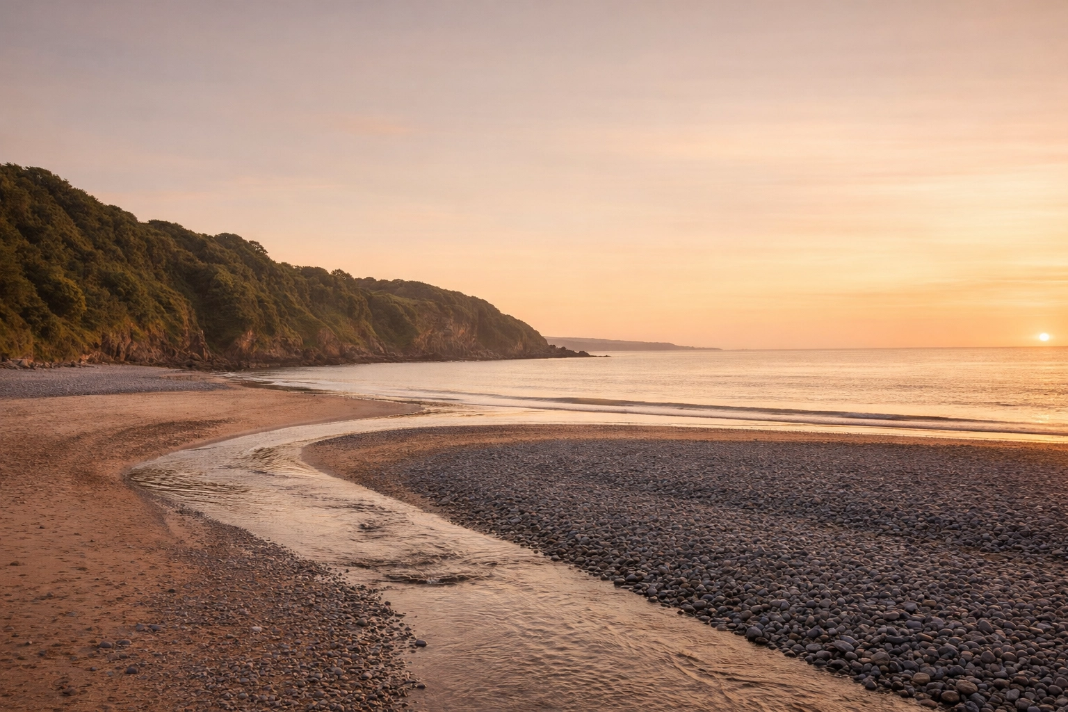 Seaton Beach Cornwall at Sunset