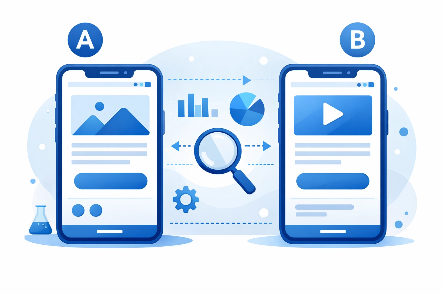 A/B testing comparison showing two website variations for conversion optimization