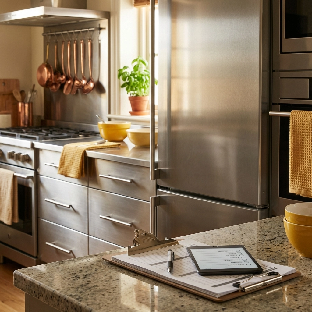 Stainless steel kitchen and appliance documentation to meet 2026 landlord inventory requirements.
