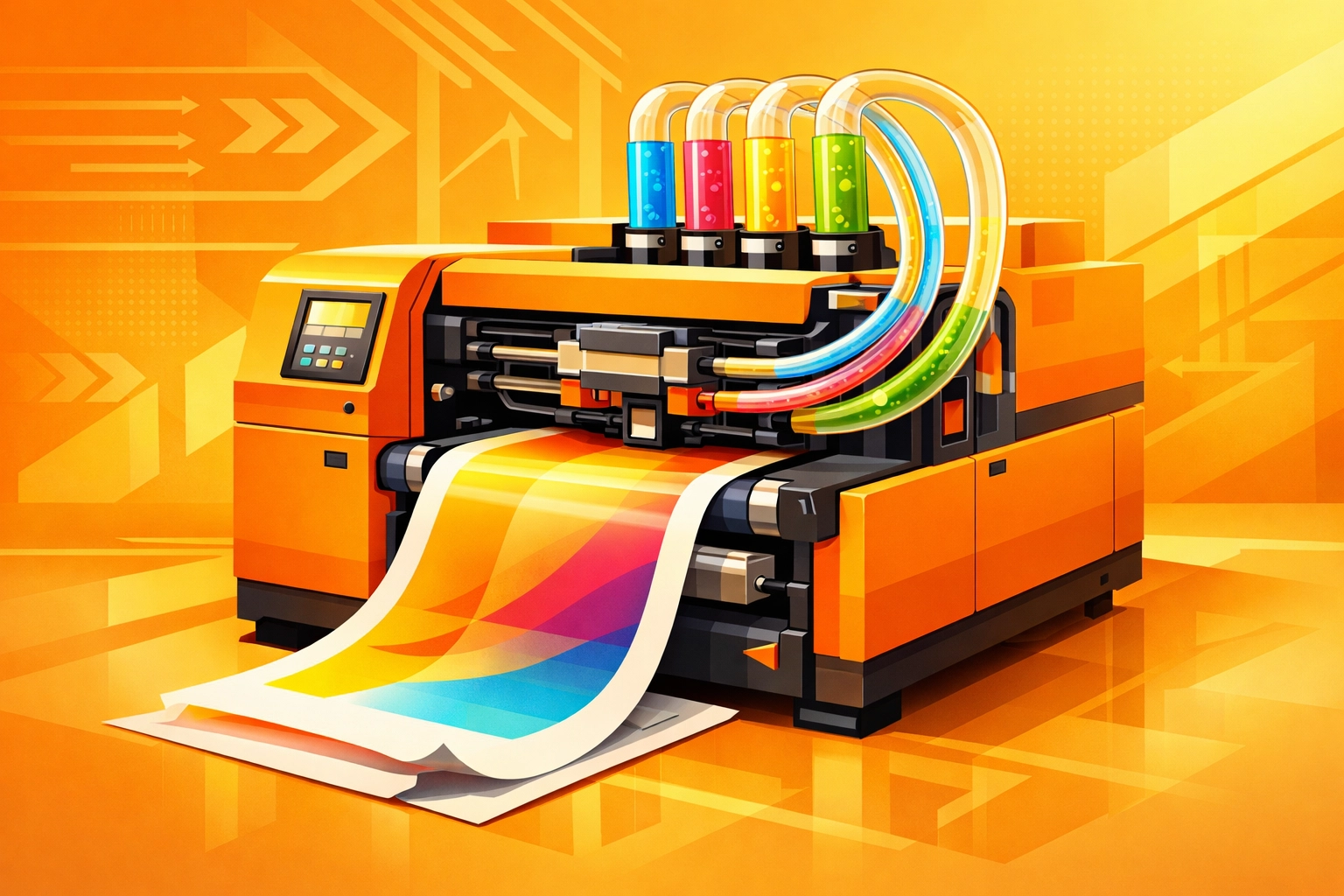 Modern inkjet printing press for sustainable print production with reduced waste