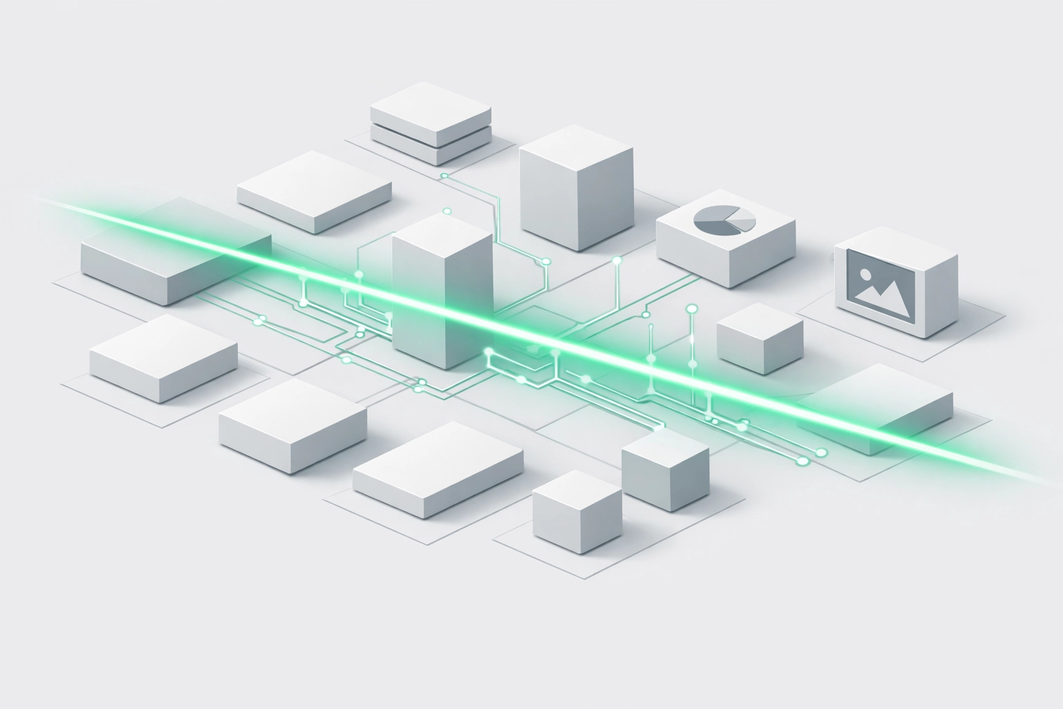 Organized grid of data blocks being scanned for machine-readability and AI search engine optimization.