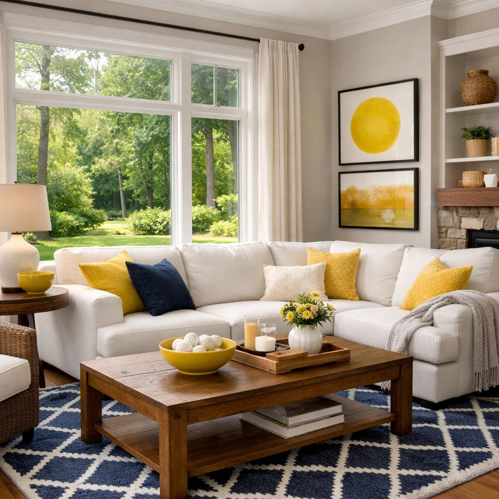 A clean and stress-free family room in Carlisle, providing a peaceful environment through regular house cleaning.