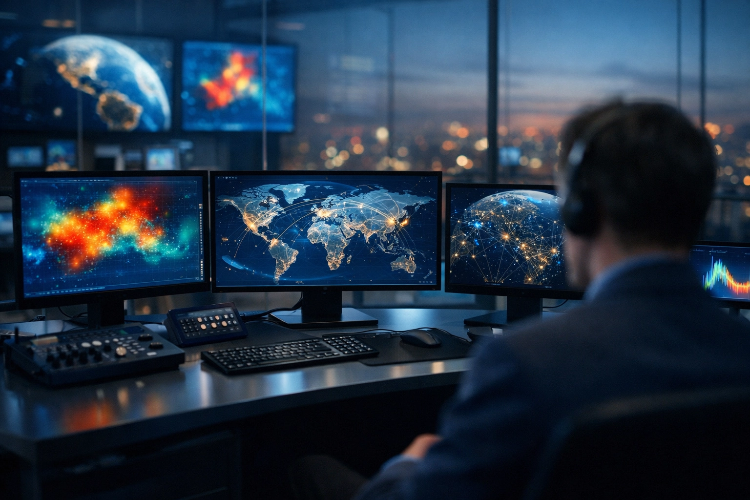 Modern media infrastructure showing real-time analytics and ROI tracking at Dakdan Worldwide.