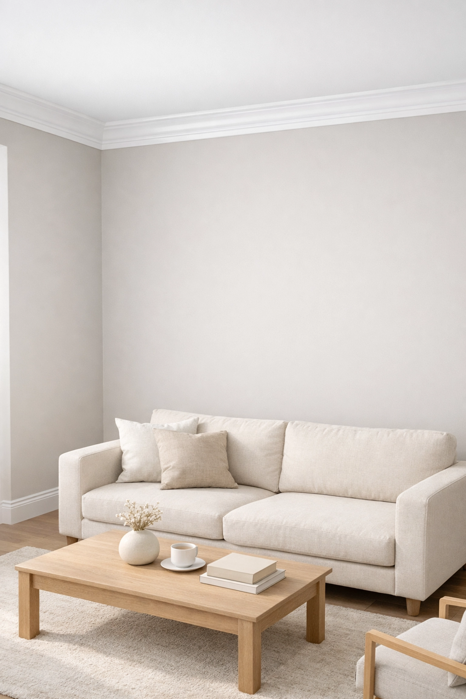 Professional interior painting in Orlando featuring neutral greige walls and crisp white trim.