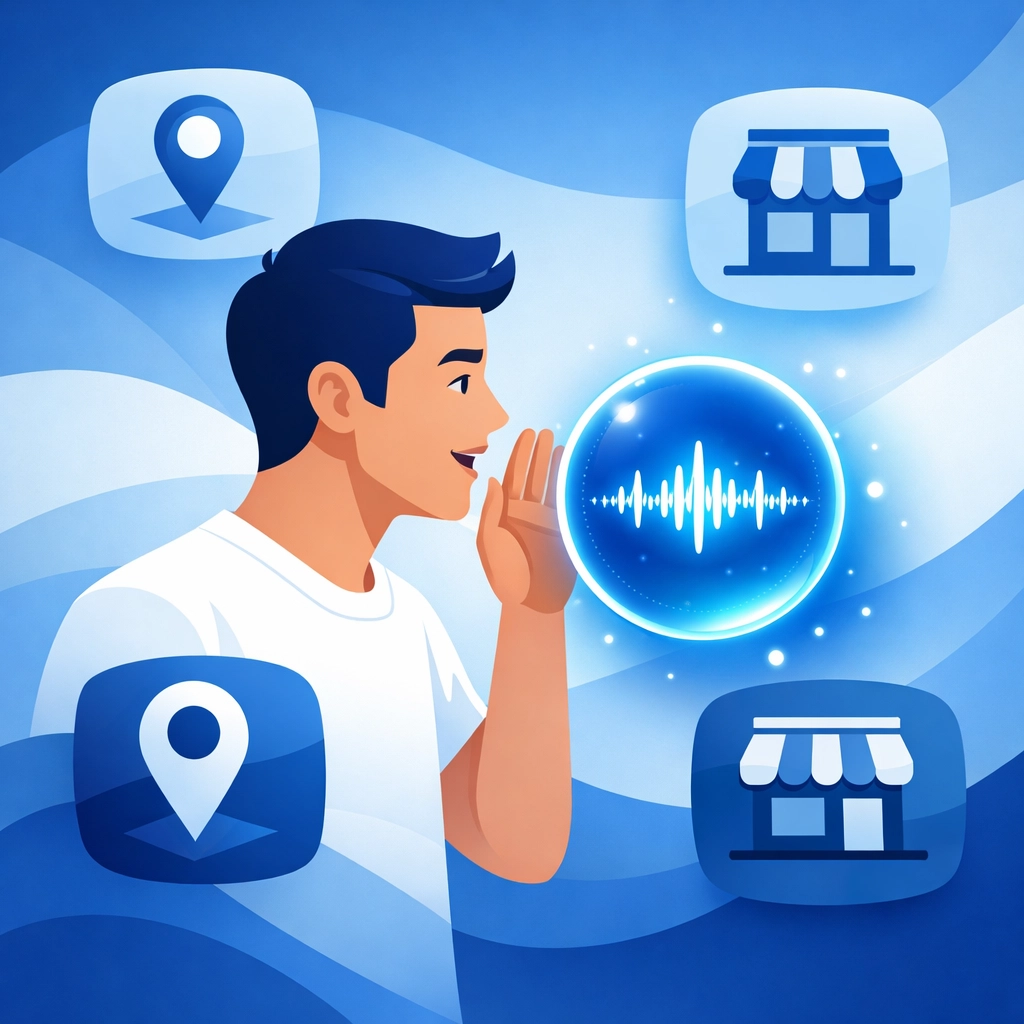 Illustration of Monmouth County SEO optimization for AI search and voice queries.