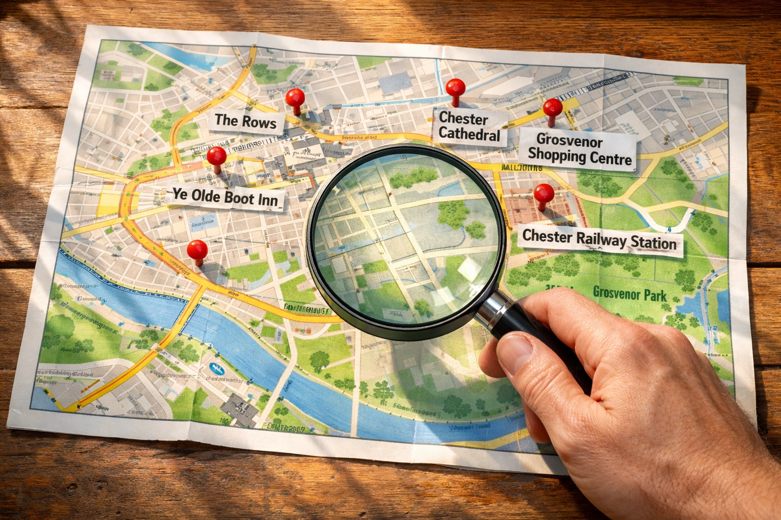 Chester city map showing business locations with one unmarked spot illustrating local search invisibility