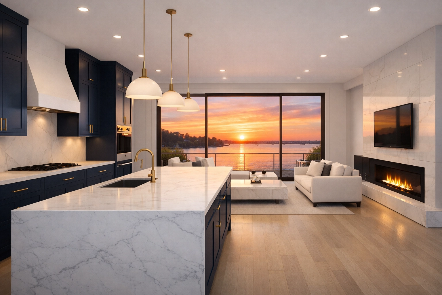 Immaculate luxury kitchen in a Marblehead estate following a professional deep cleaning service.