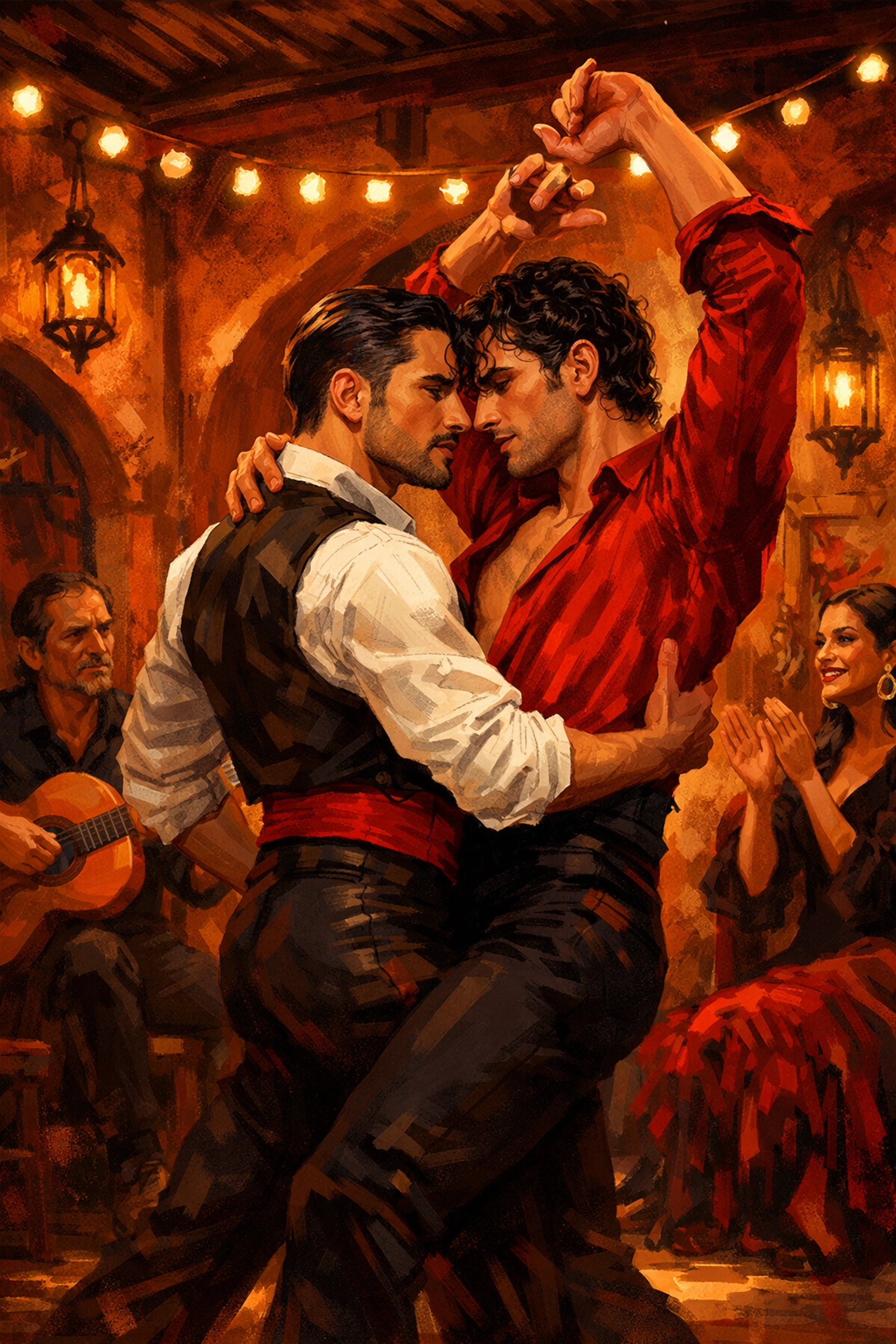 Two male flamenco dancers in passionate cultural dance - LGBTQ+ romance stories