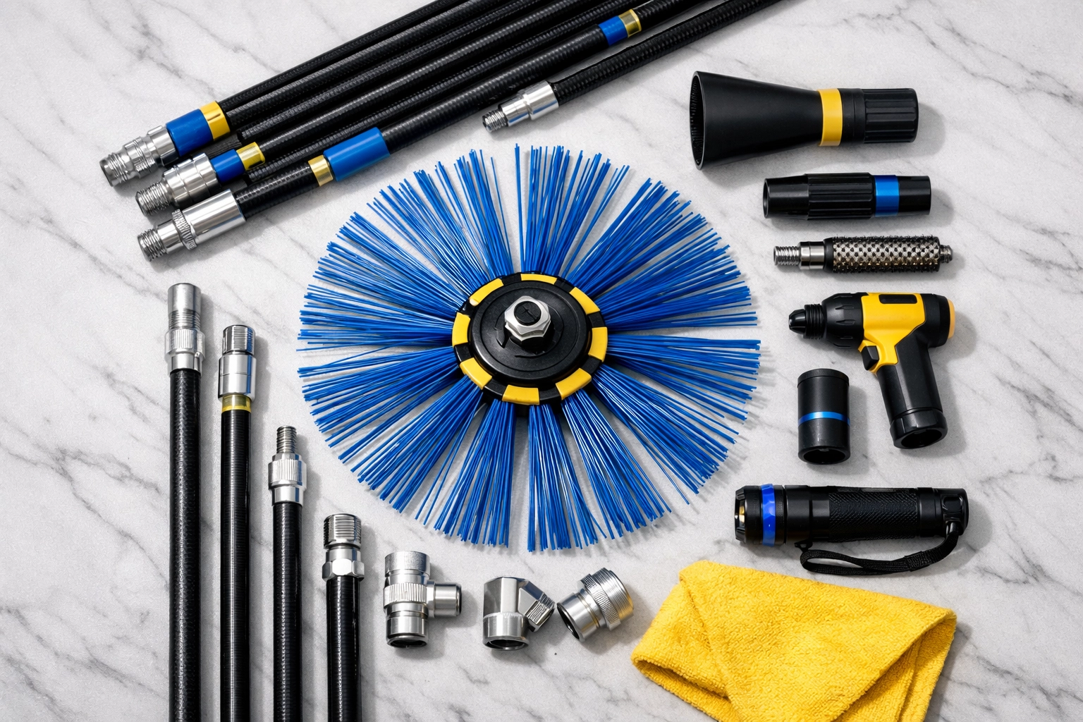 Professional dryer vent cleaning kit with flexible brushes and rods for thorough maintenance.