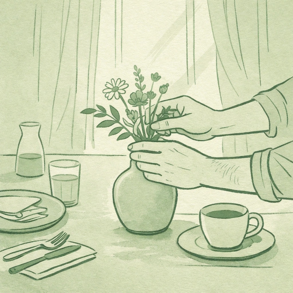 Hands arranging flowers symbolizing self-care rituals and dignity in unconventional relationships