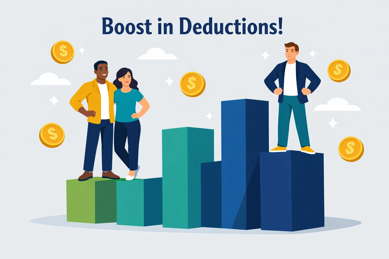 Illustration showing the 2026 standard deduction increase for single and married tax filers.