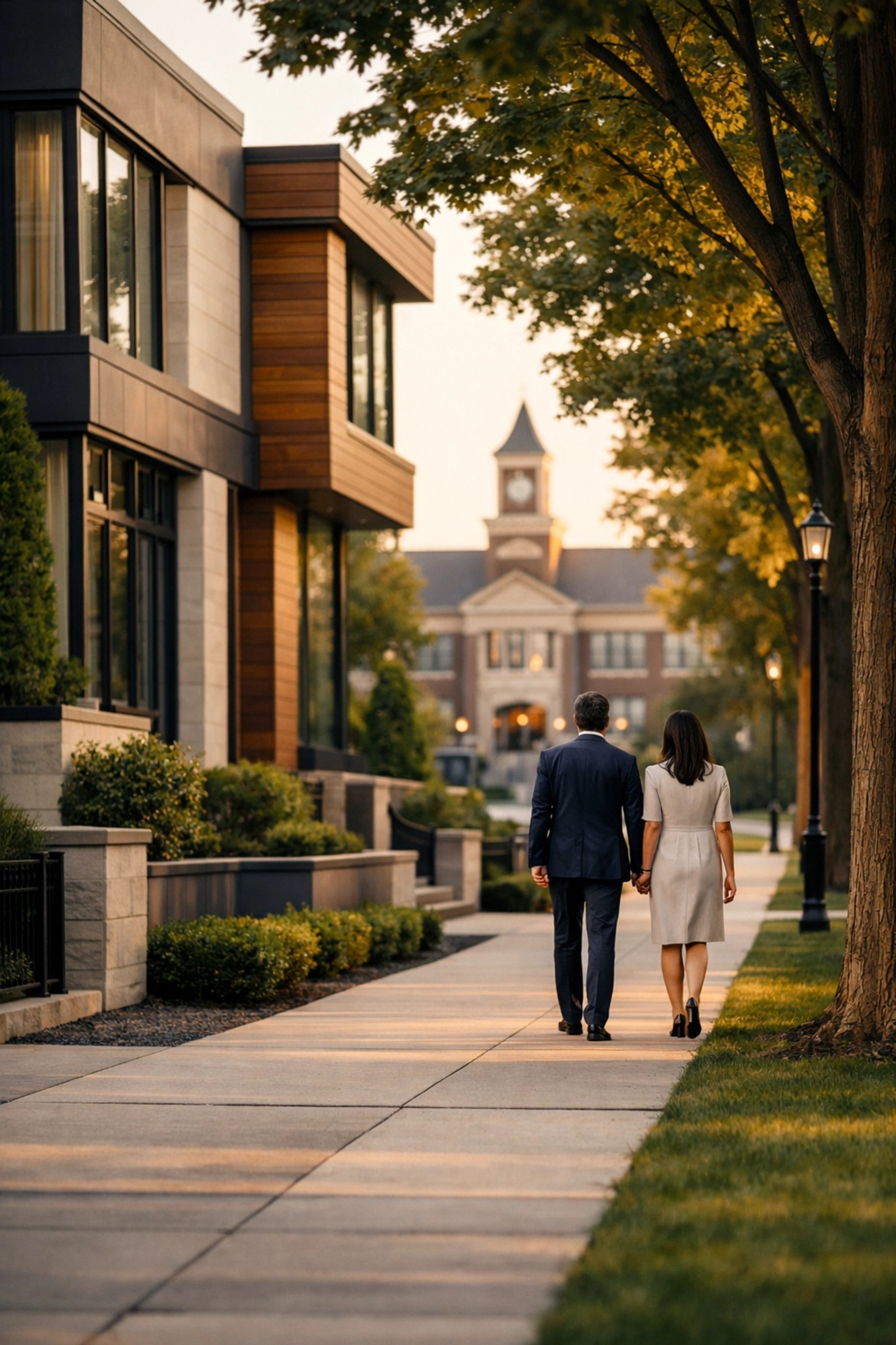 Willowdale East detached luxury homes and family walking in a walkable neighborhood near top-rated schools.