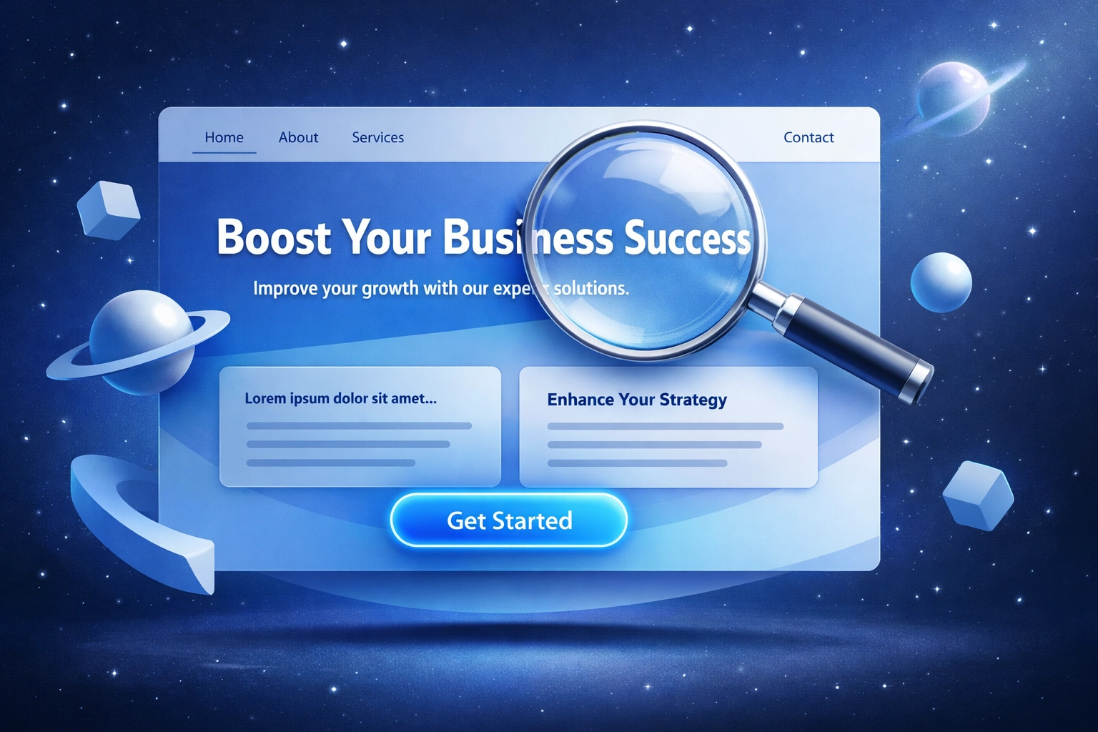 Website homepage with clear headline and prominent call-to-action button