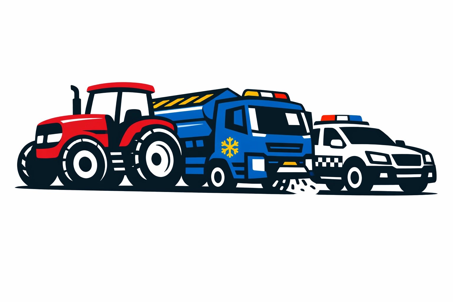 Illustration of vehicles exempt from UK operator licensing like tractors and emergency vehicles.