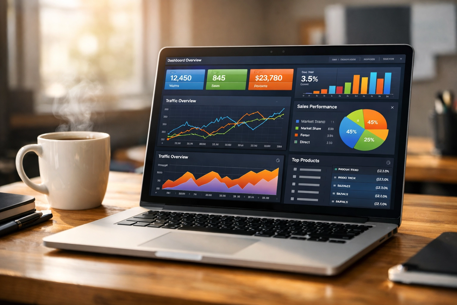 Zoo marketing analytics dashboard displaying real-time data trends on laptop screen