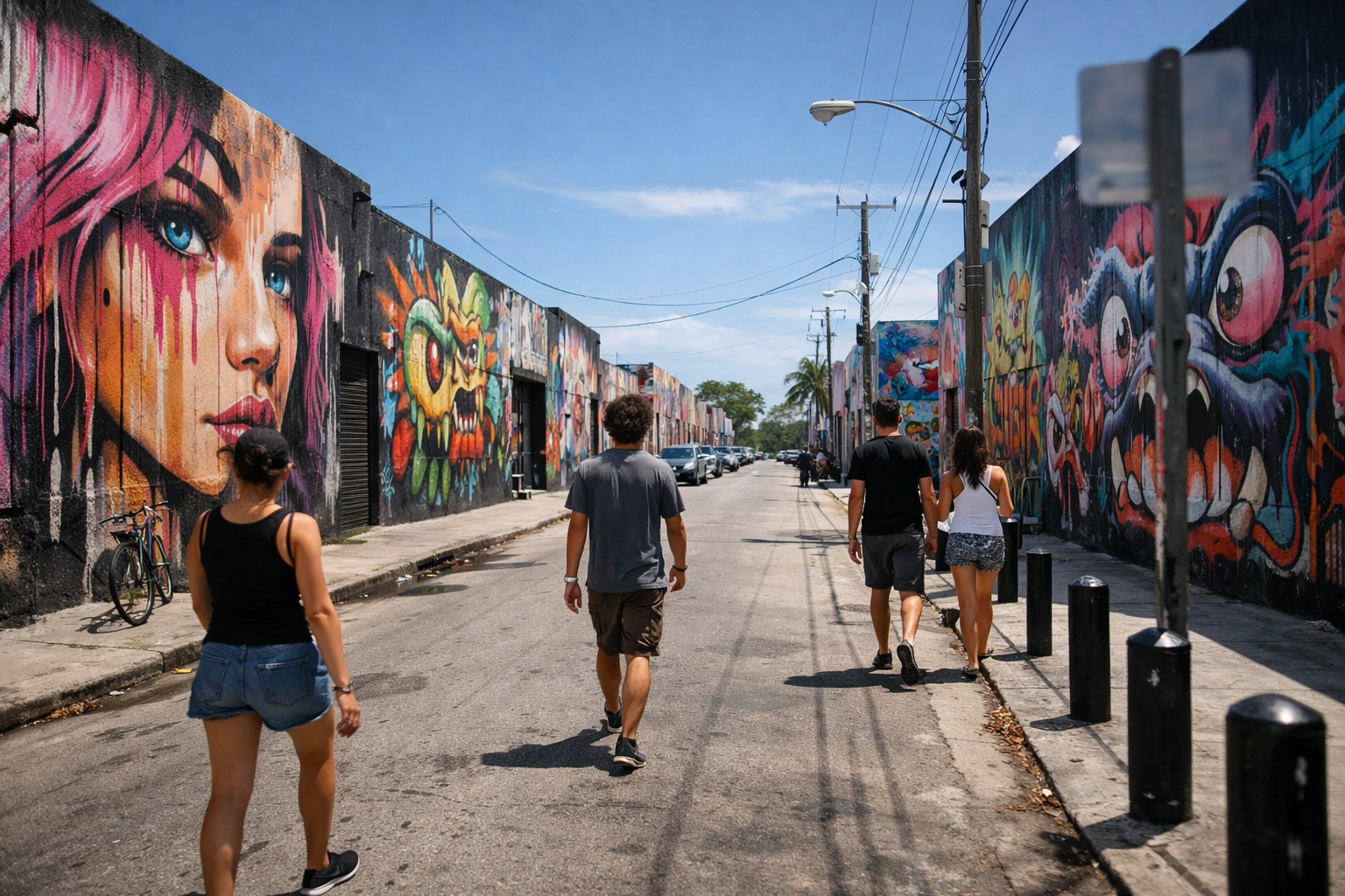 Colorful murals and street art in the Wynwood Arts District, a top spot for Wynwood photography.