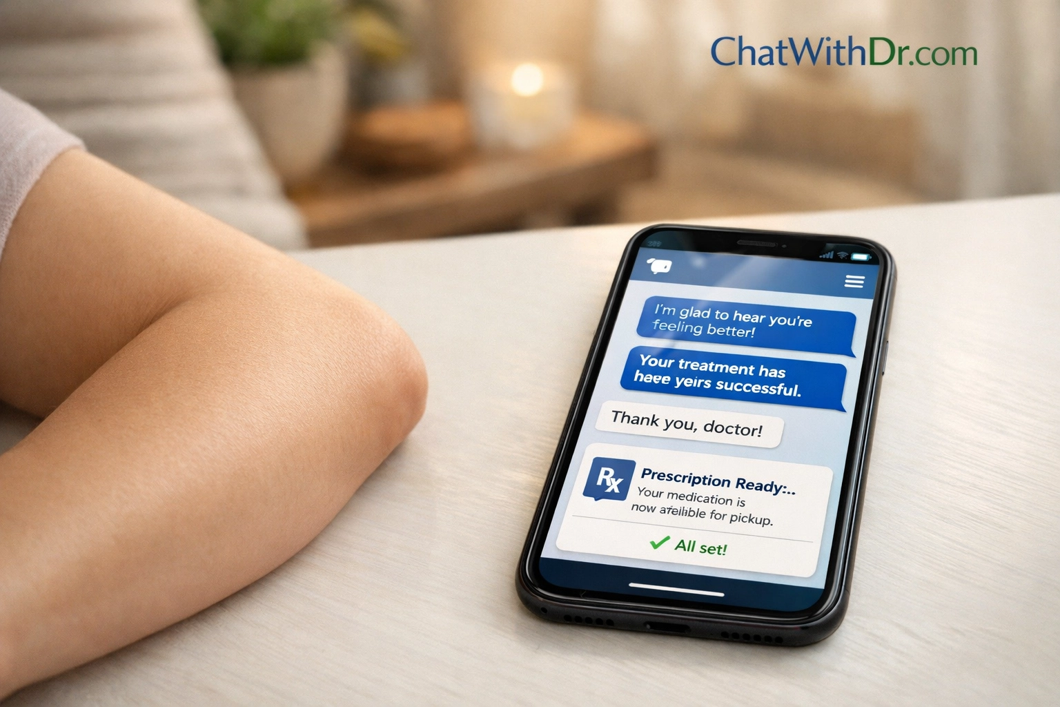 Healthy skin after online dermatology treatment via secure medical messaging app