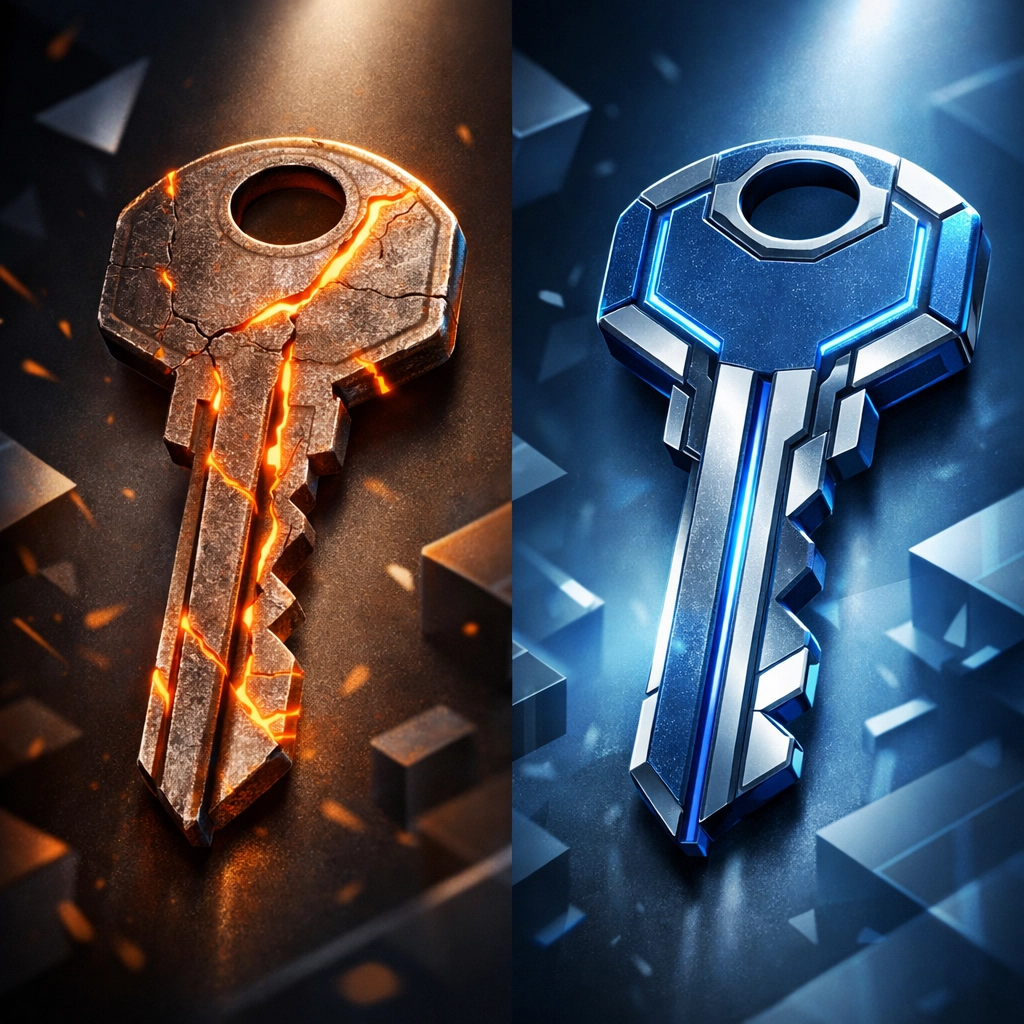 Comparison of weak AES-128 versus strong AES-256 encryption key lengths