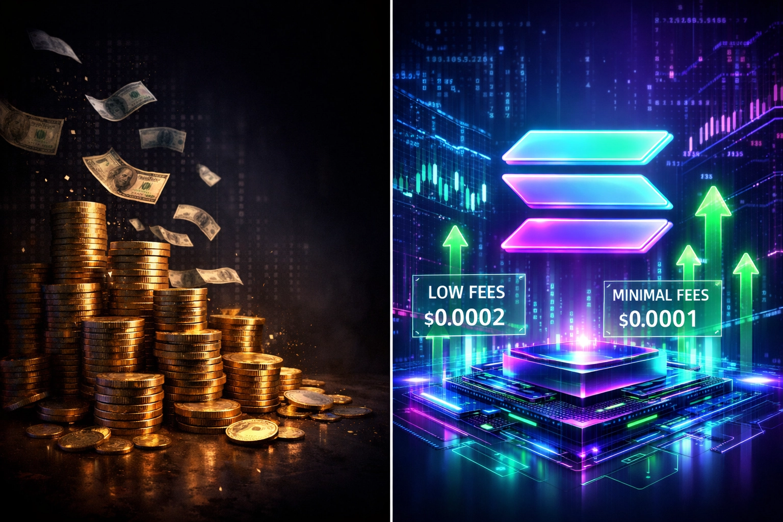 Comparison showing merchant fee savings with self-custody crypto payments versus traditional processors