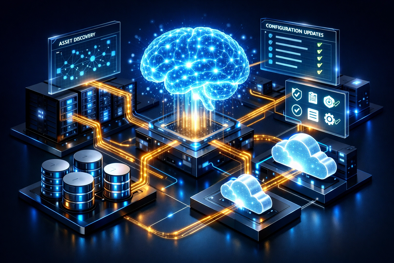 Agentic AI orchestrating automated ServiceNow ITOM compliance workflows across IT infrastructure