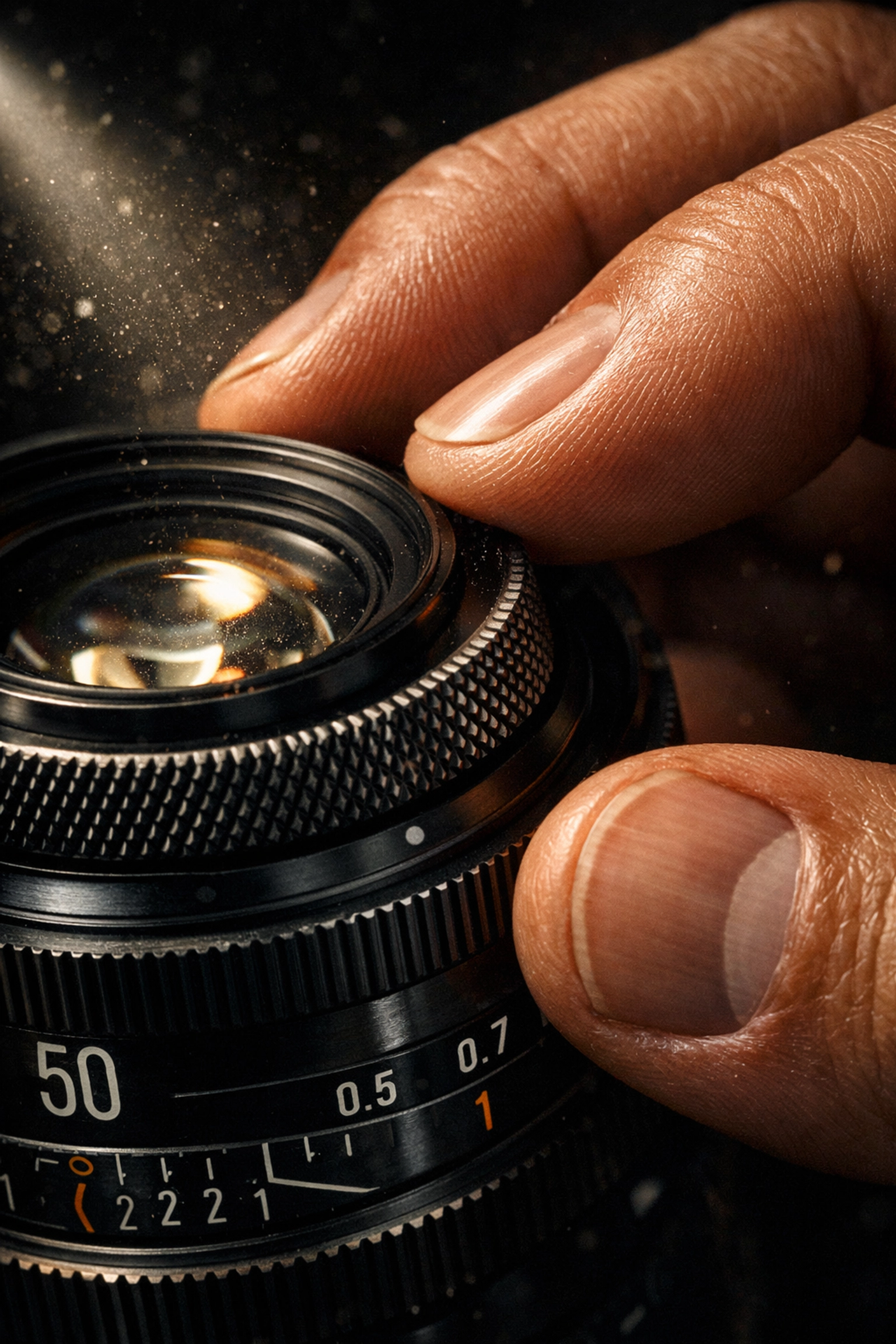 Adjusting the focus ring on a camera lens for sharp images in photography for beginners.