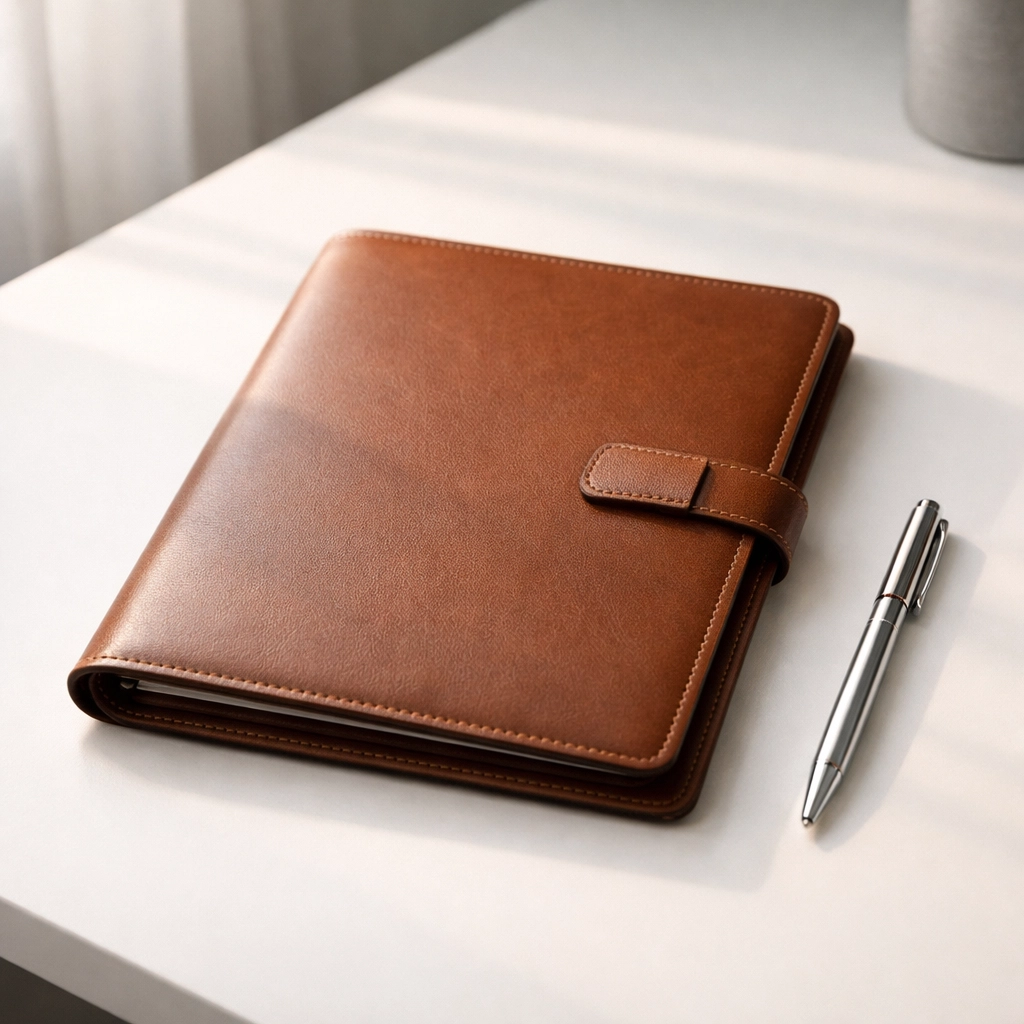 Portfolio and pen on desk representing PTIN and EFIN onboarding steps for new EROs