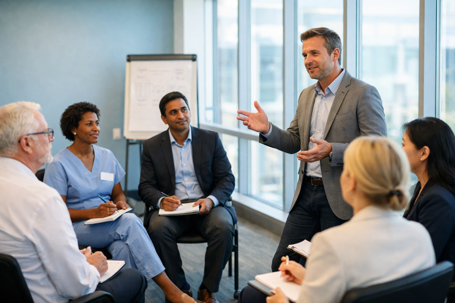 Leadership development training session for healthcare executives focused on resilience and retention strategies
