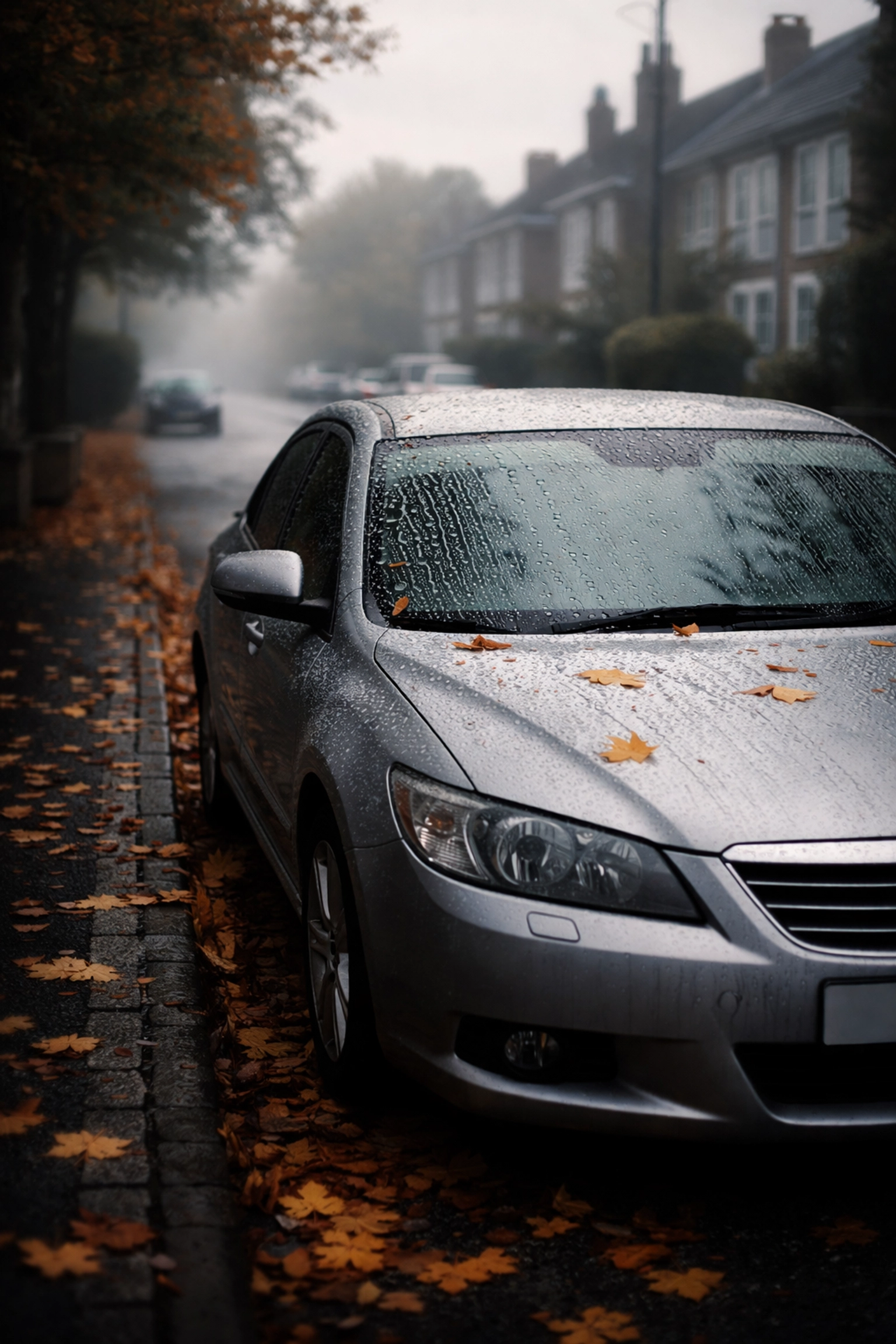Car parked outdoors in the UK covered with condensation, showing risk of rust from moisture exposure