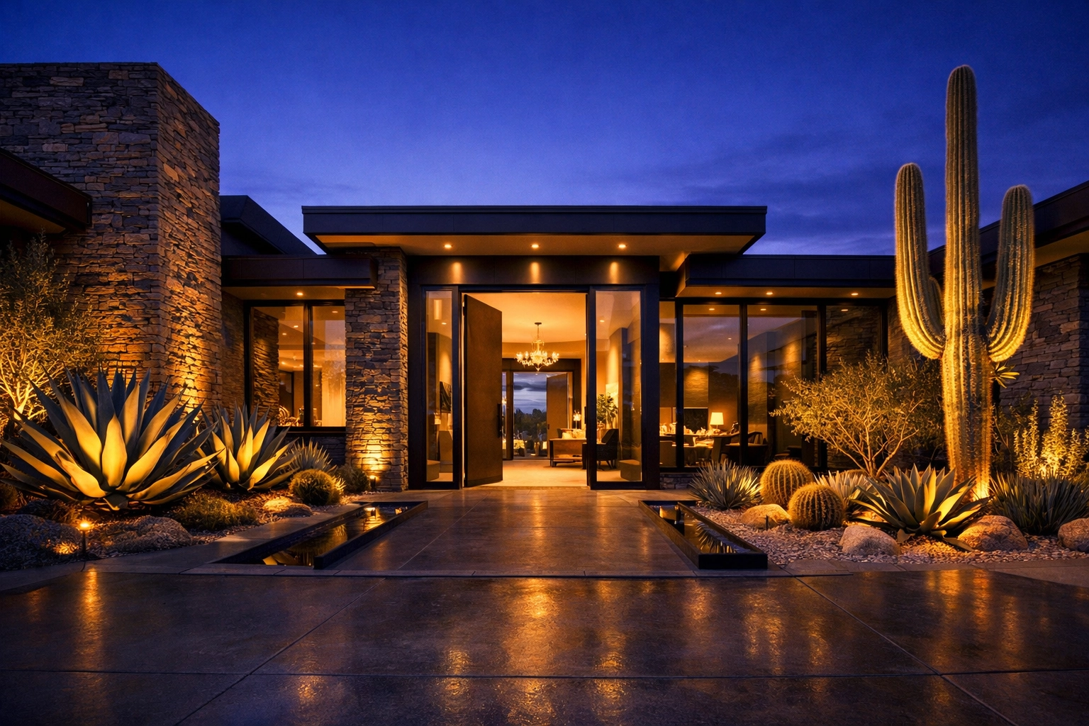 Modern luxury home entrance in Scottsdale representing successful real estate and mortgage solutions.