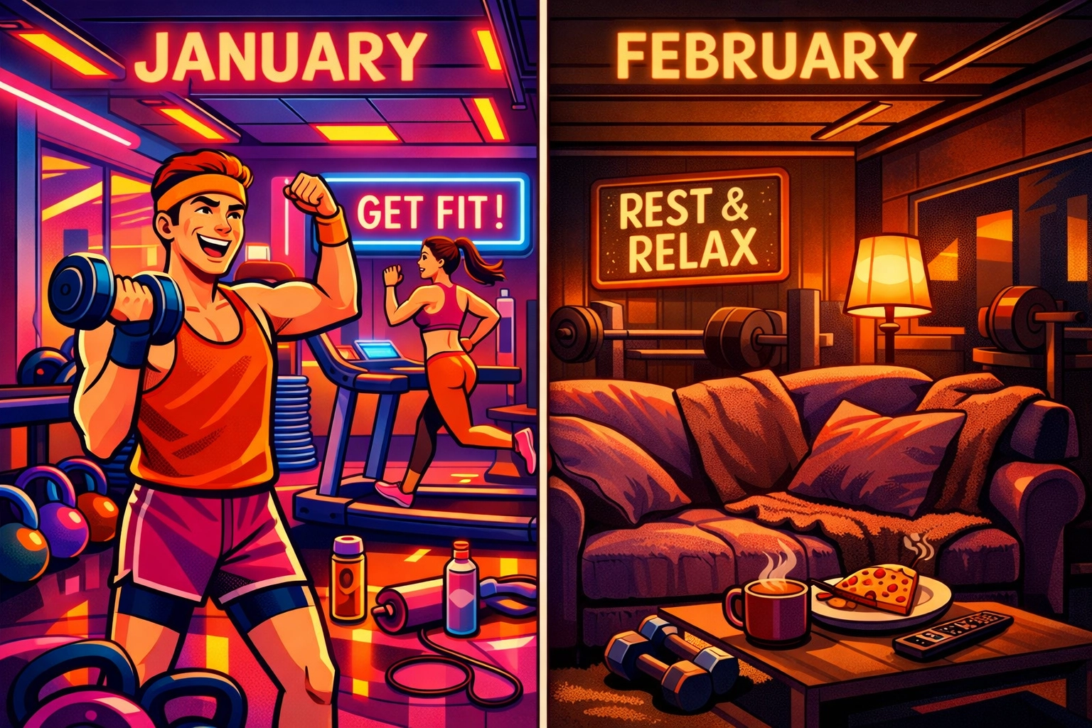 Split scene showing enthusiasm versus reality in exploring ethical non-monogamy and open relationships