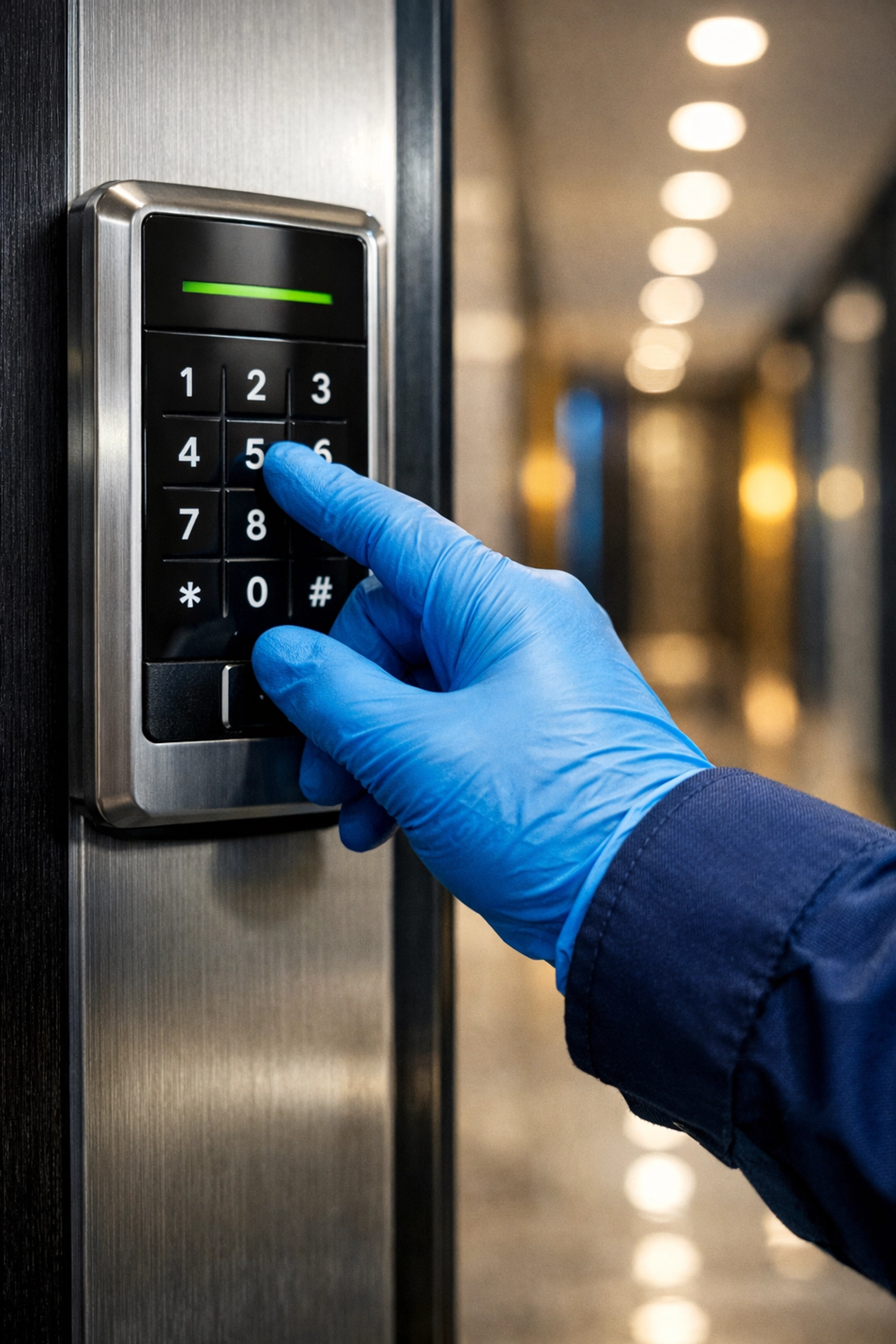 A reliable cleaning ninja securely entering a Holliston business for scheduled maintenance.